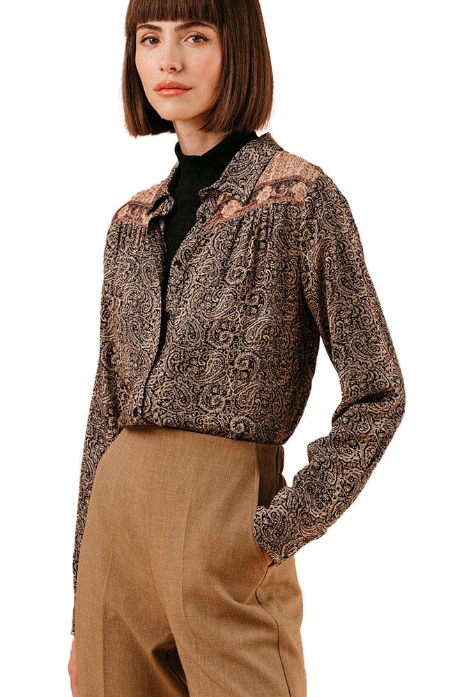 Lovina Paisley Print Shirt - Noir - Image 2