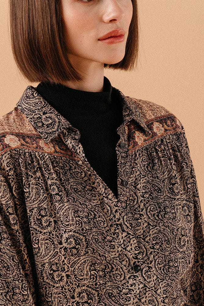 Lovina Paisley Print Shirt - Noir - Image 3
