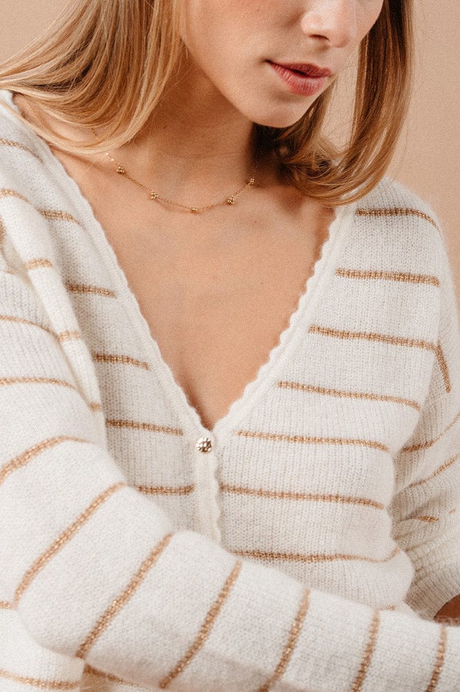 Madisson Stripe Cardigan Jumper - Ecru - Image 3