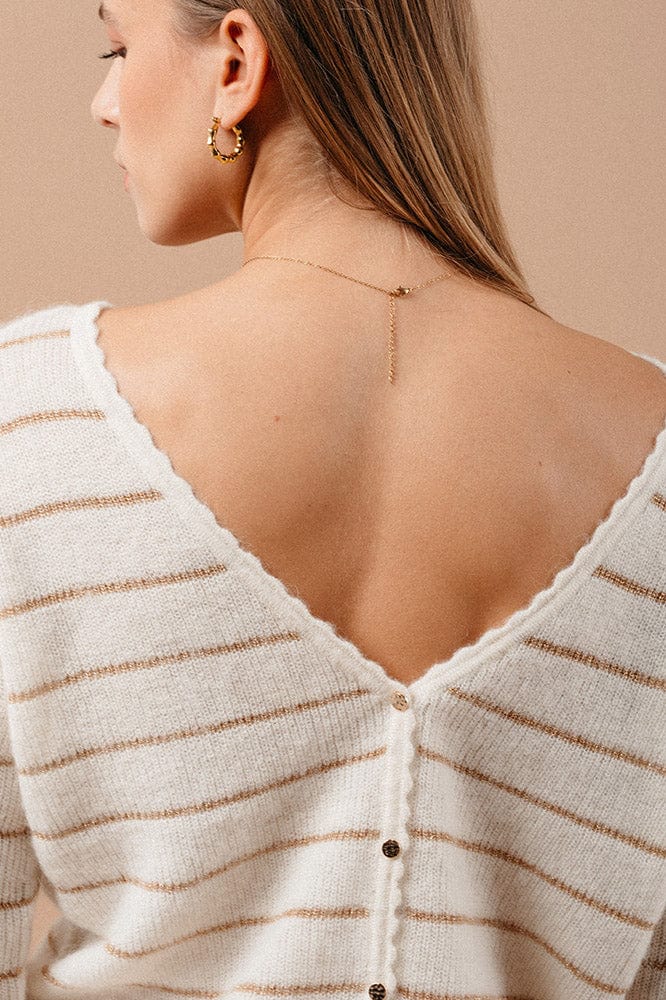 Madisson Stripe Cardigan Jumper - Ecru - Image 4