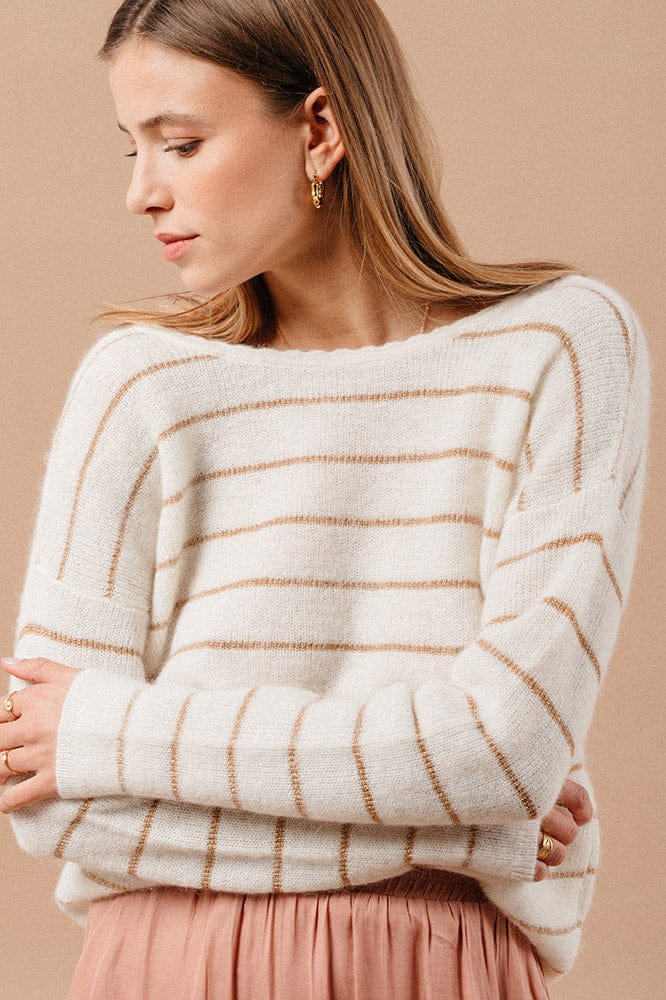 Madisson Stripe Cardigan Jumper - Ecru - Image 5