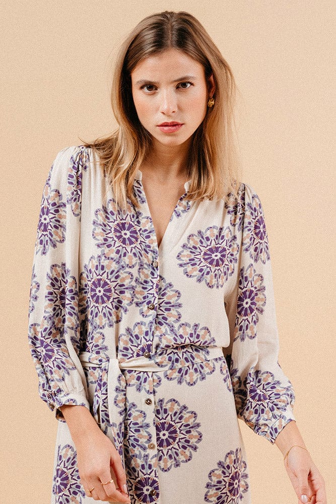 Manille Printed Maxi Dress - Beige/Purple - Image 2