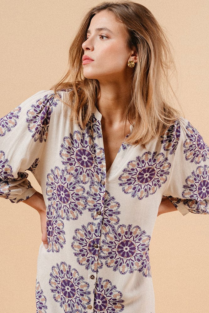 Manille Printed Maxi Dress - Beige/Purple - Image 3