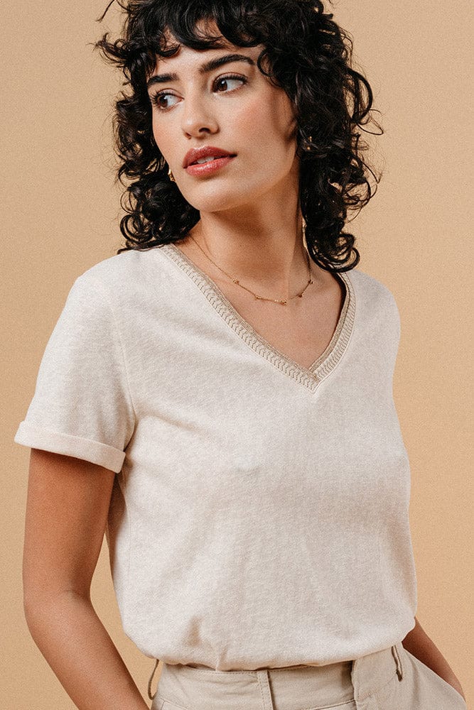 Manuel V-Neck T-Shirt - Ecru - Image 4