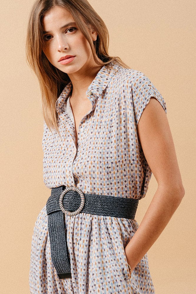 Matriochka Printed Cap Sleeve Blouse - Ecru/Multi - Image 4