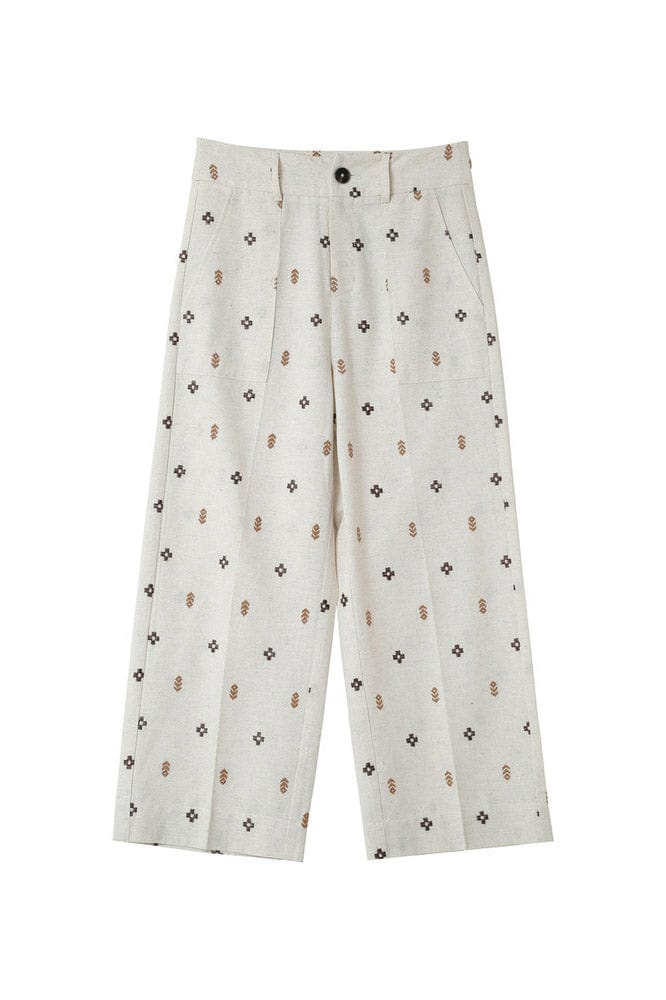 Messina Linen Blend Embroidered Cropped Trousers - Camel