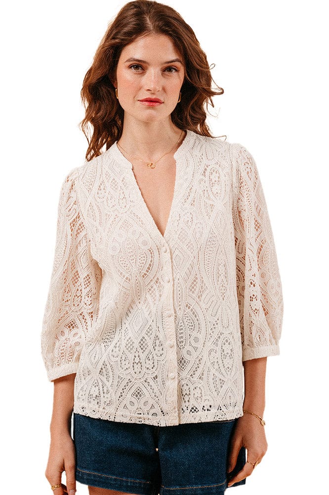 Misha Lace Blouse - Ecru - Image 4