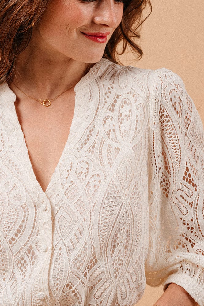 Misha Lace Blouse - Ecru - Image 5