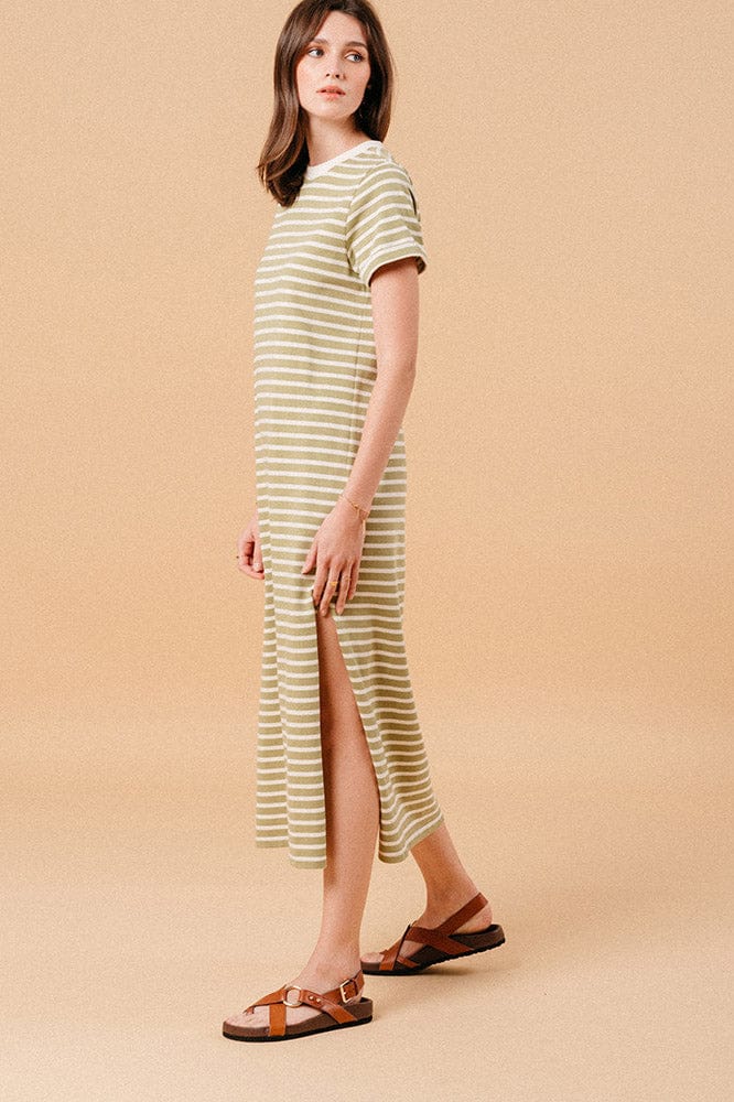 Montmartre Stripe Sweatshirt Dress - Green/Cream - Image 6