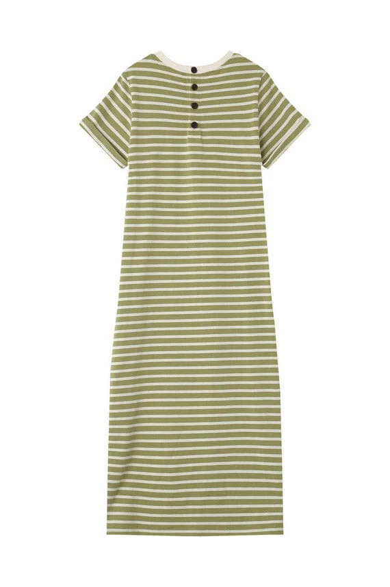 Montmartre Stripe Sweatshirt Dress - Green/Cream - Image 8