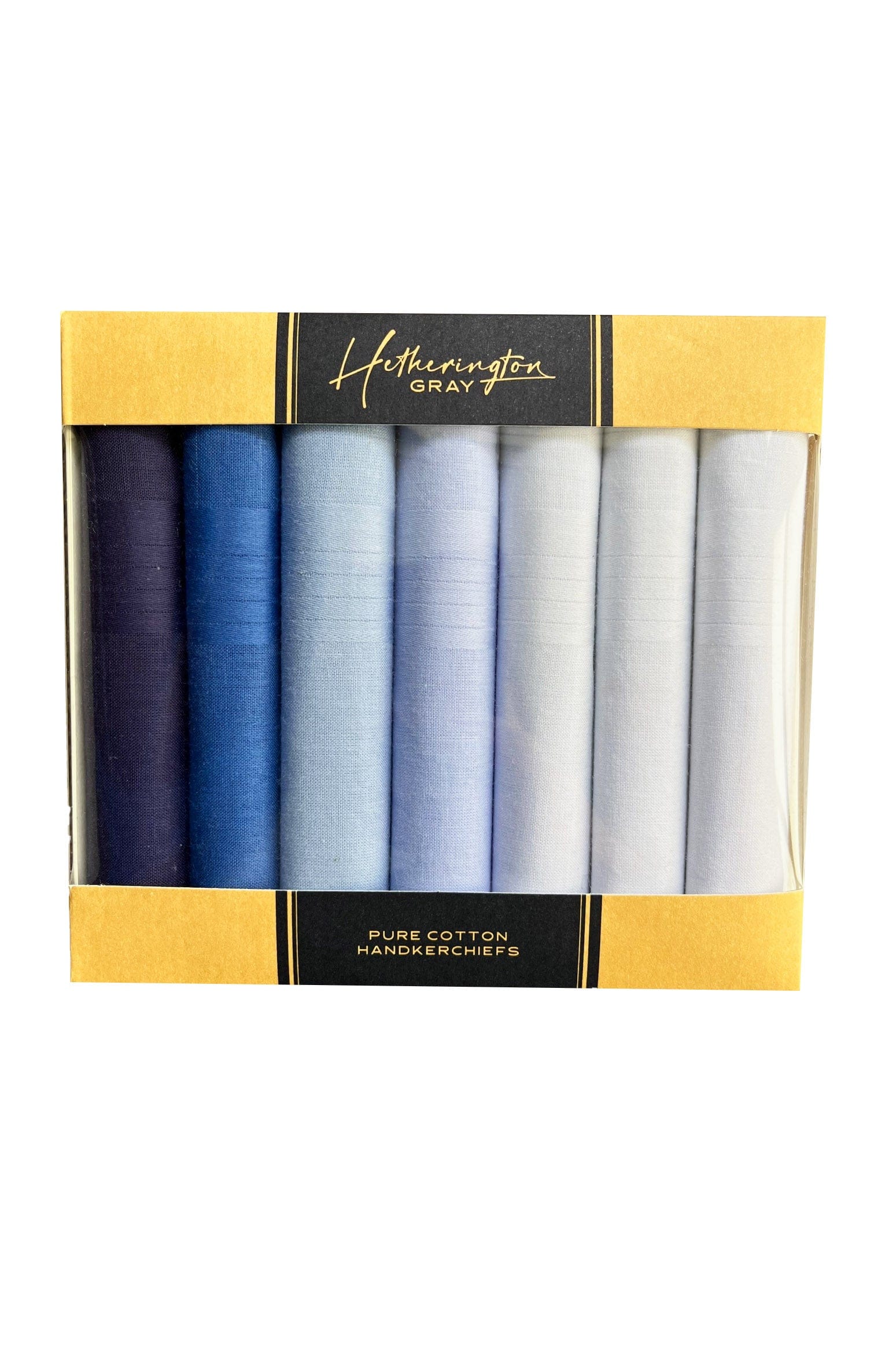Pure Cotton Plain Handkerchiefs 7 Pack - Blue