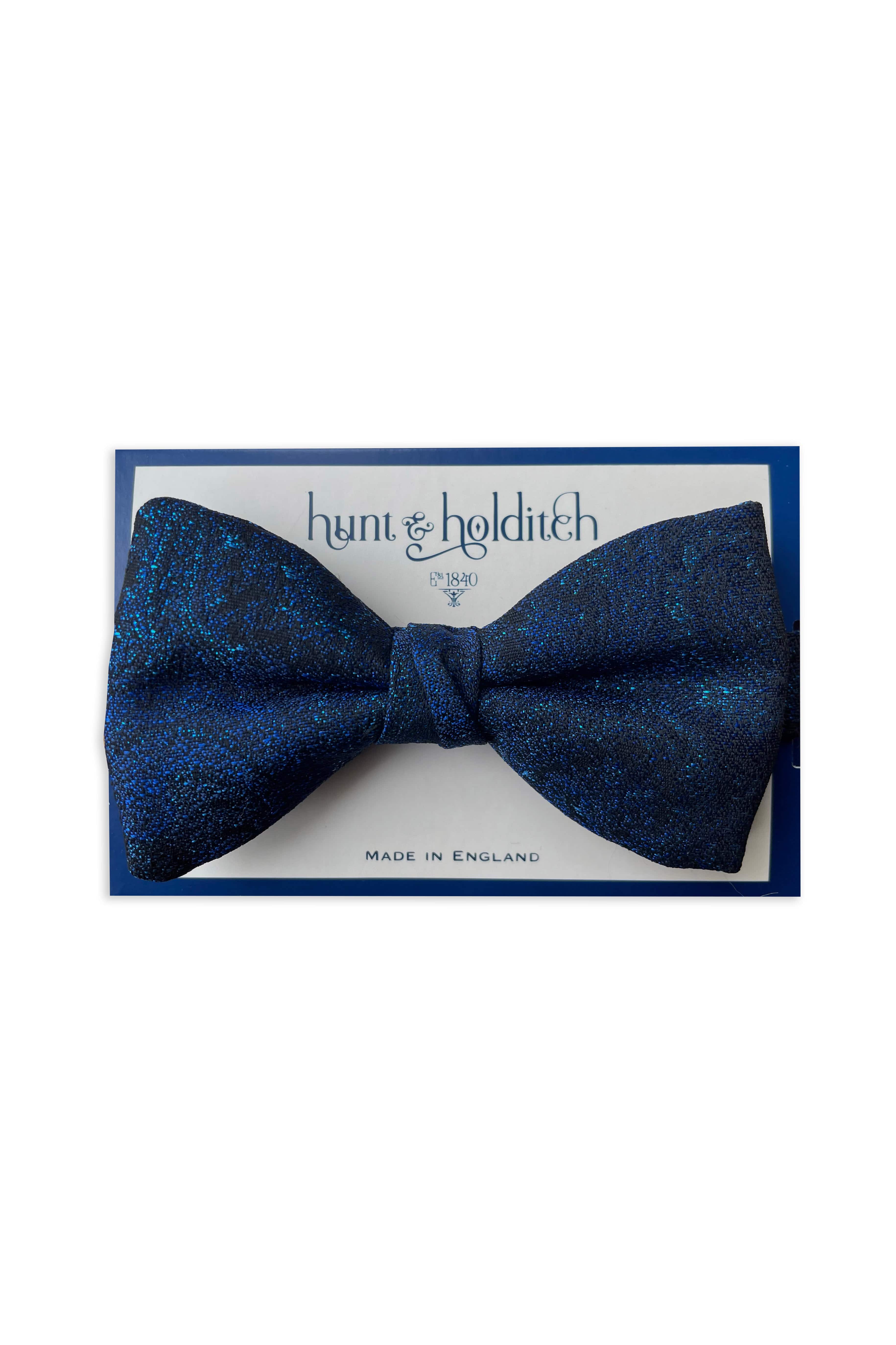 Lurex Glitter Self Tied Bow Tie - Black/Blue