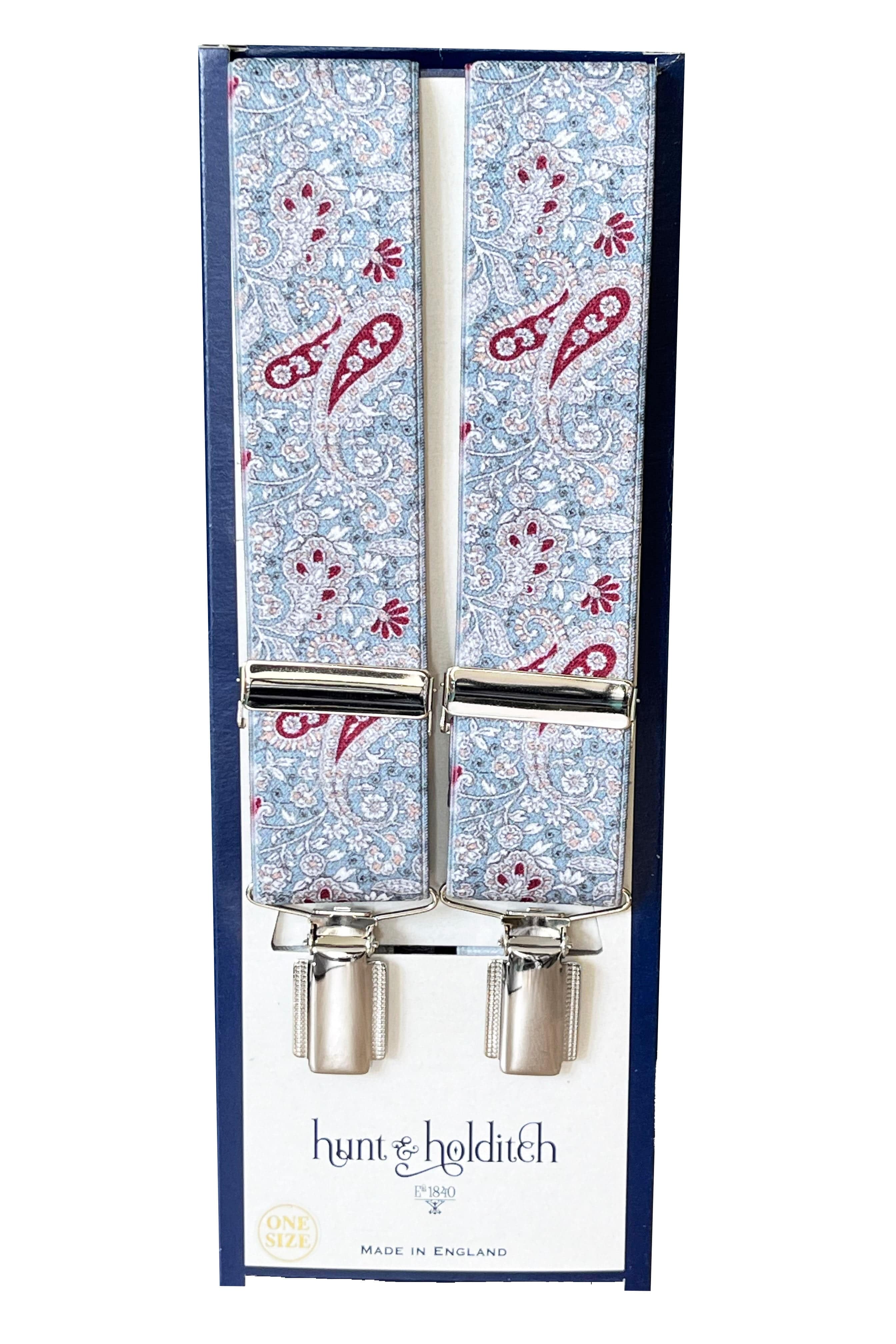 Paisley 35mm Braces - Silver/Maroon