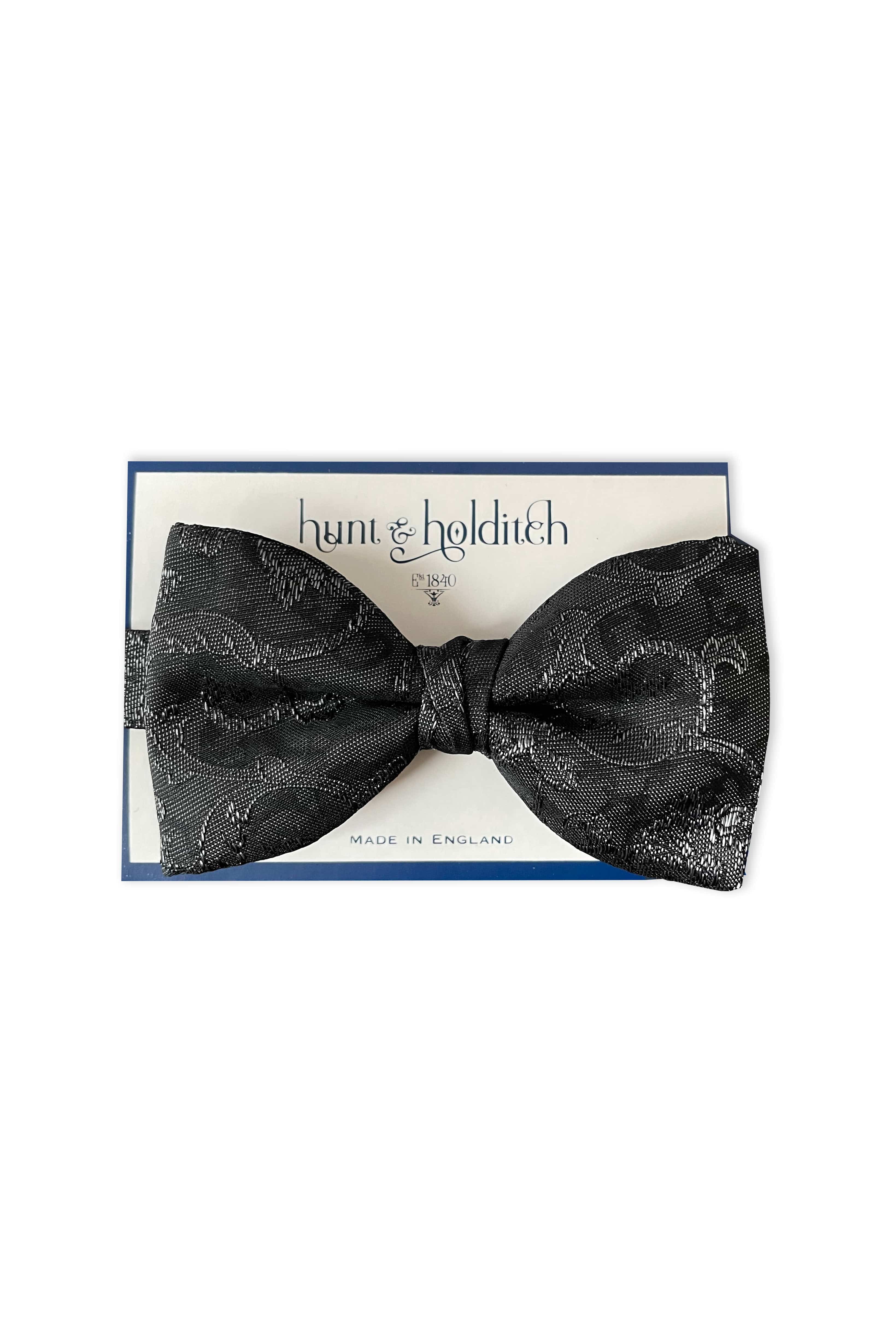 Patterned Ready Tied Bow Tie - Black