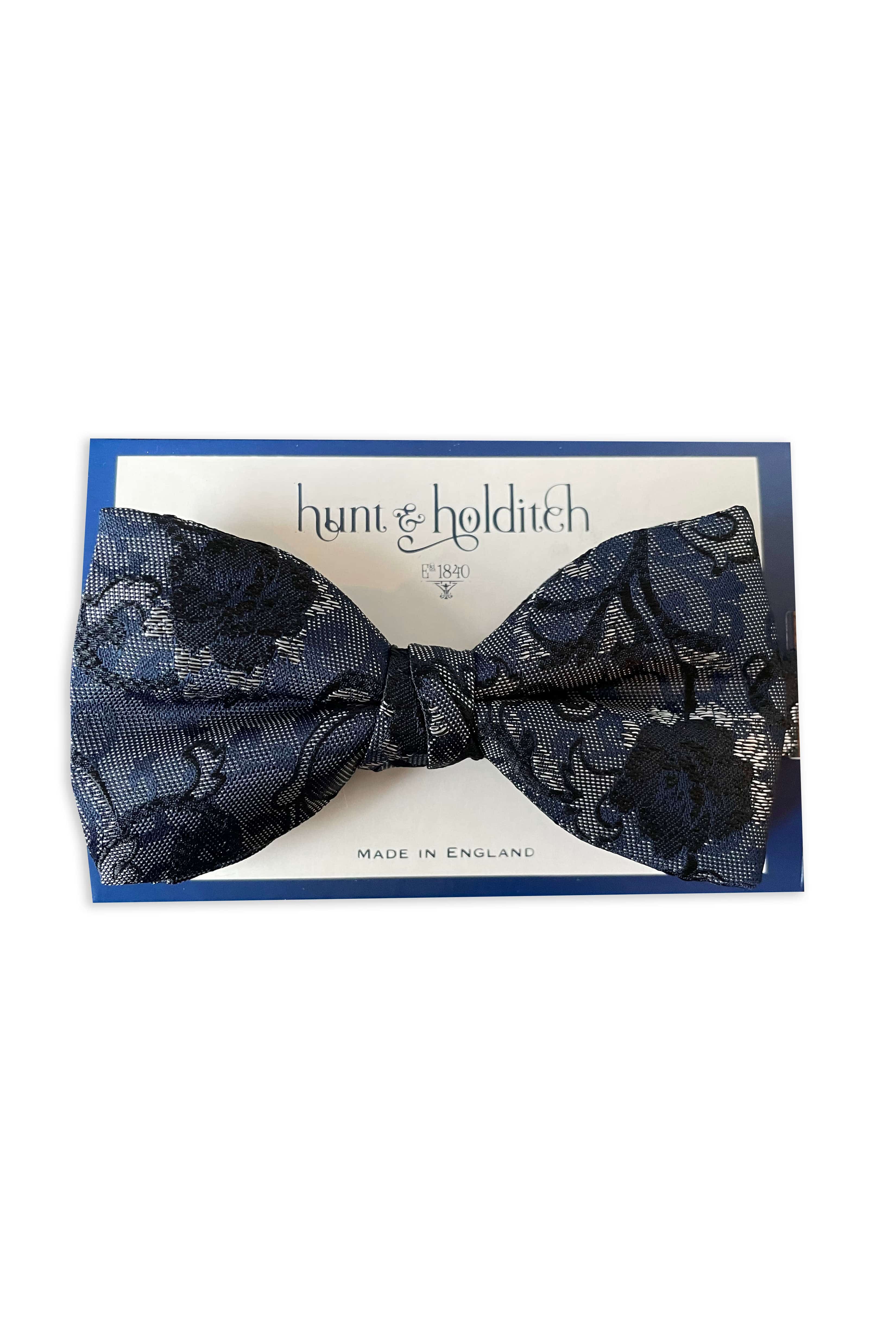 Patterned Ready Tied Bow Tie - Black/Blue