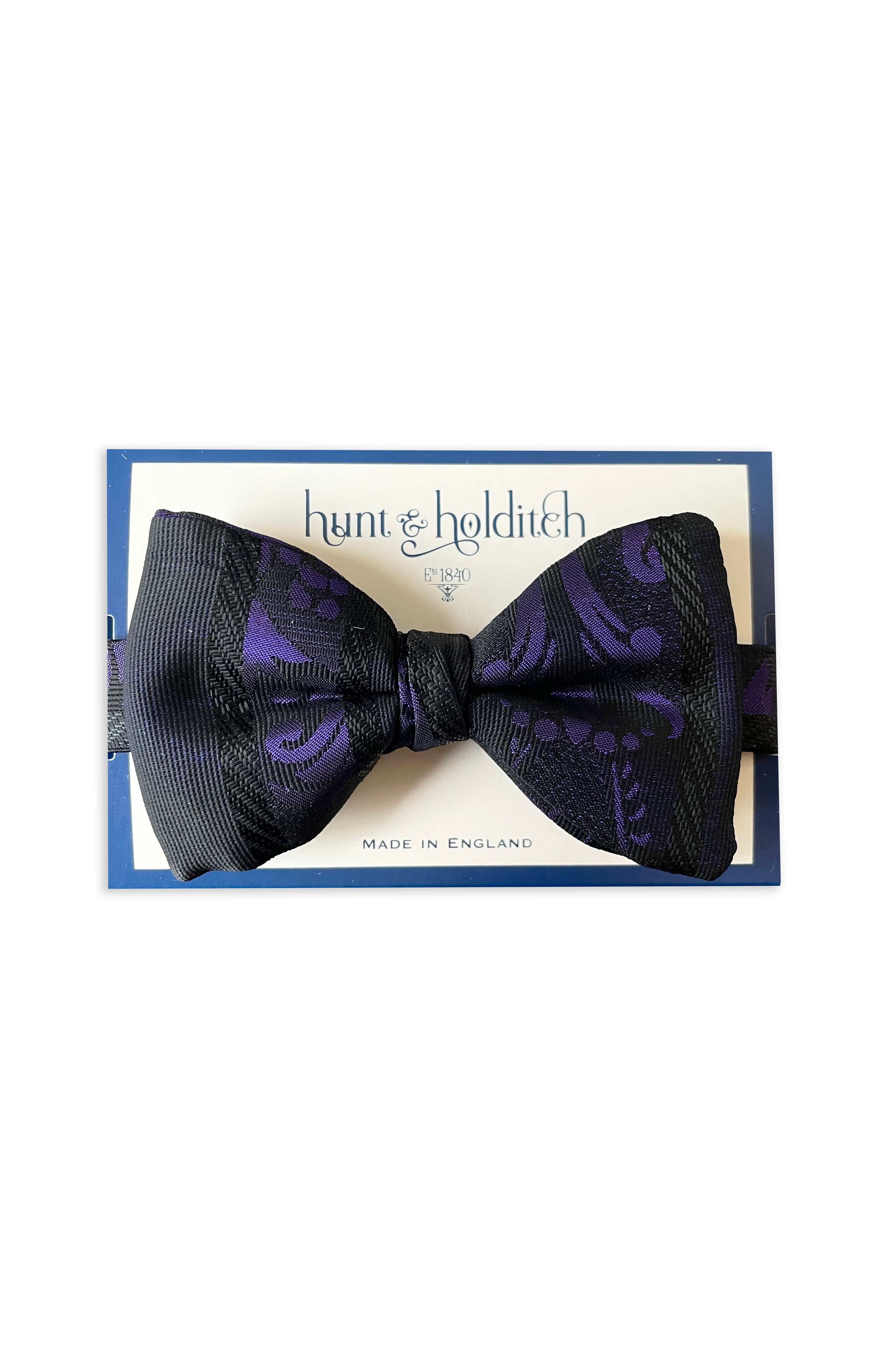 Patterned Ready Tied Bow Tie - Black/Purple