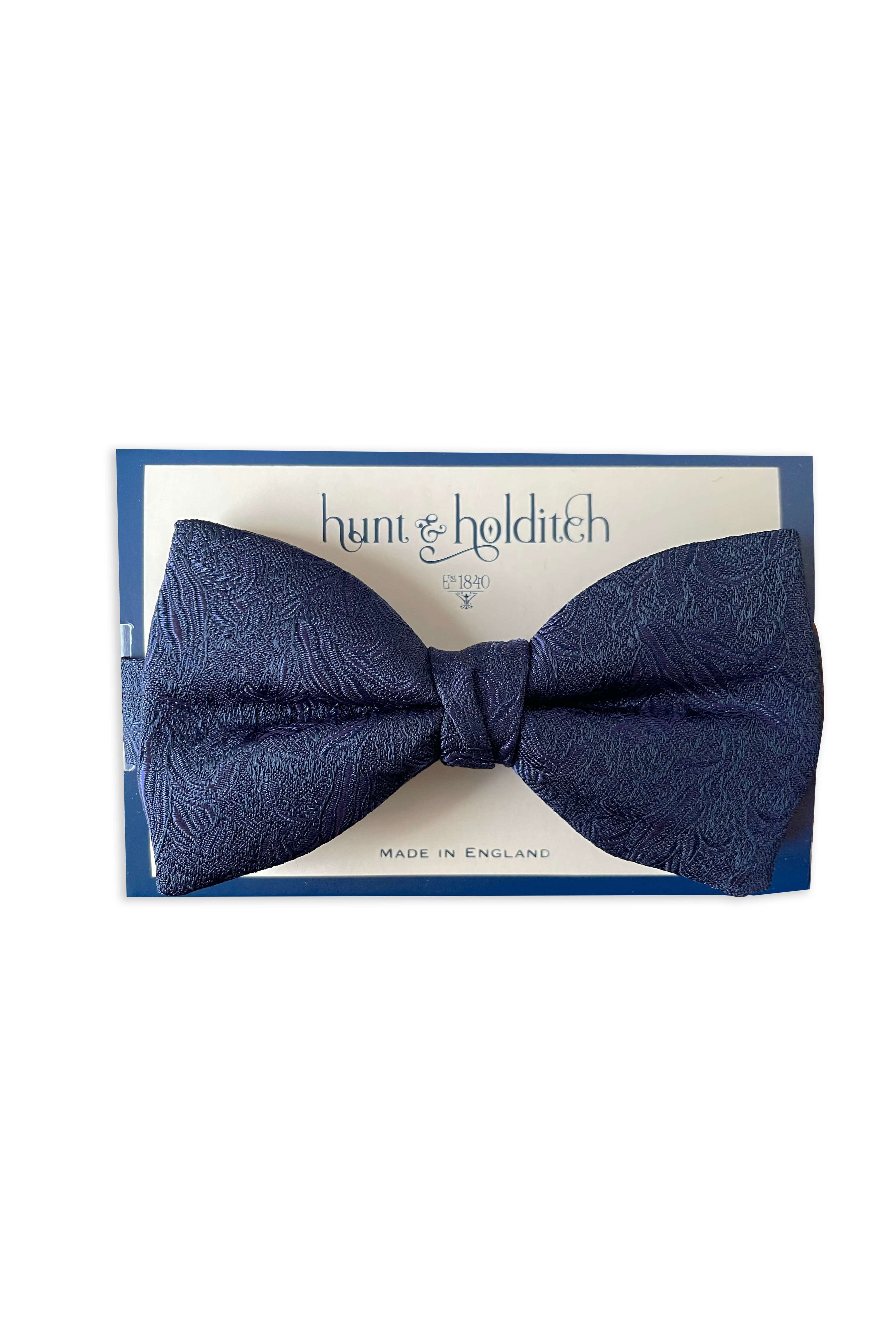 Patterned Ready Tied Bow Tie - Navy