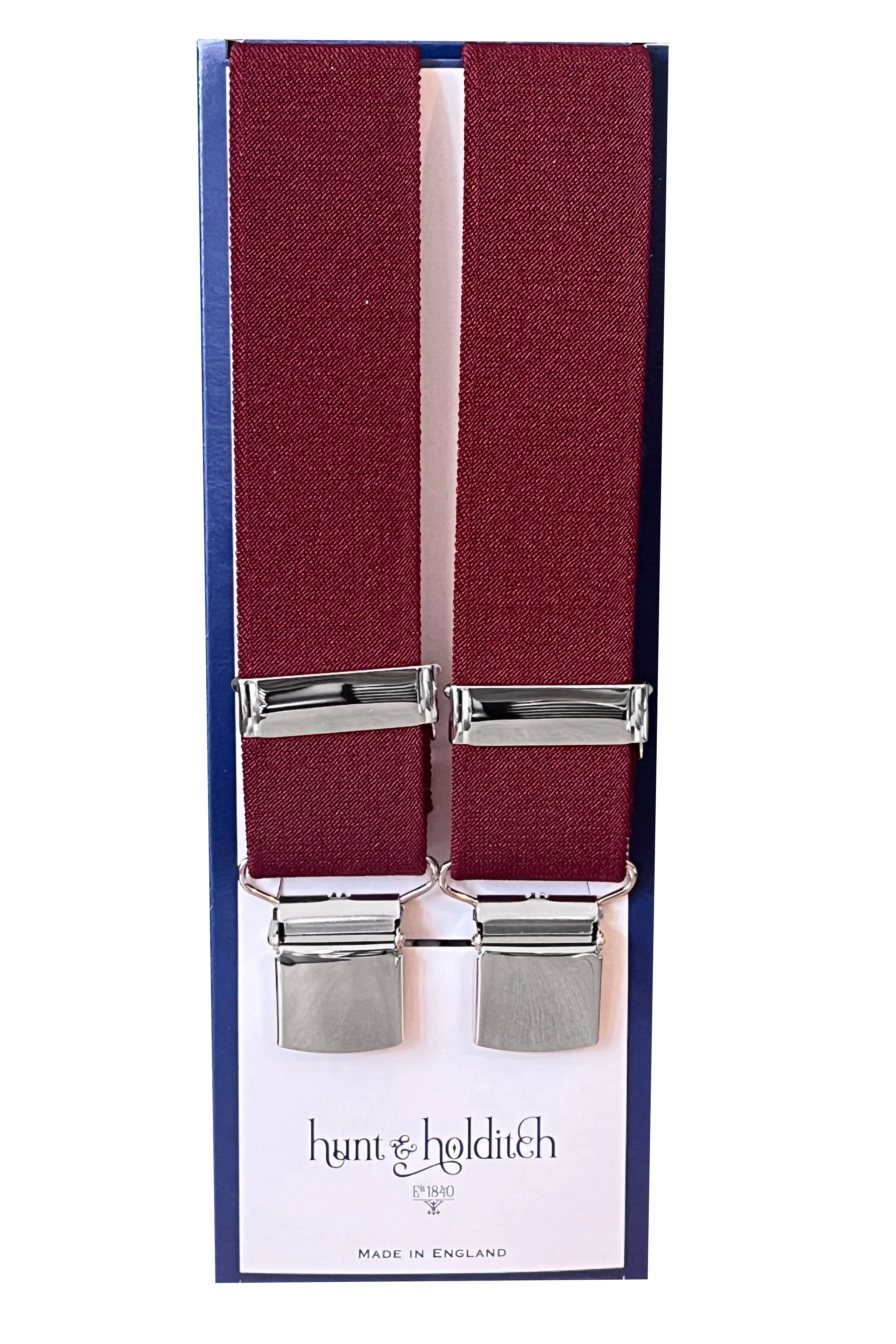 Plain 35mm Wide Clip Braces - Maroon