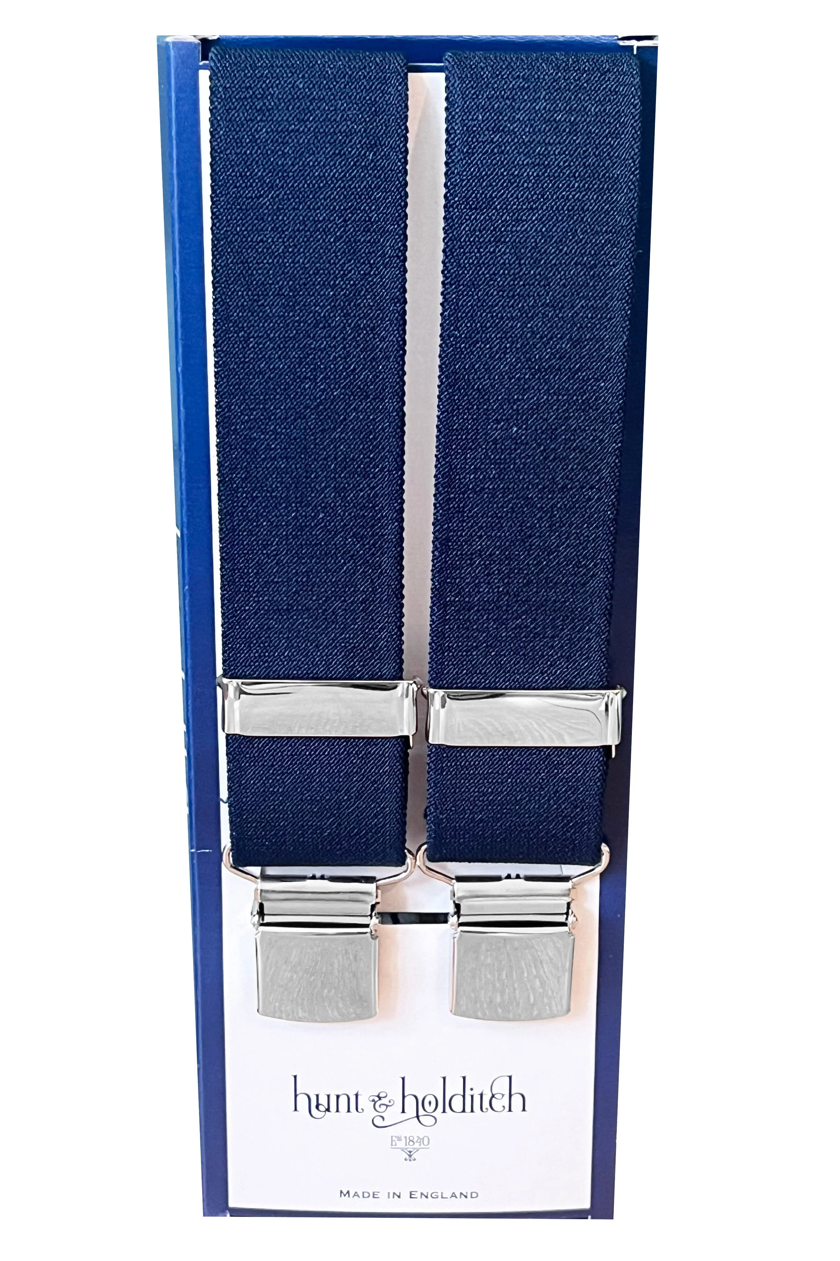 Plain 35mm Wide Clip Braces - Navy