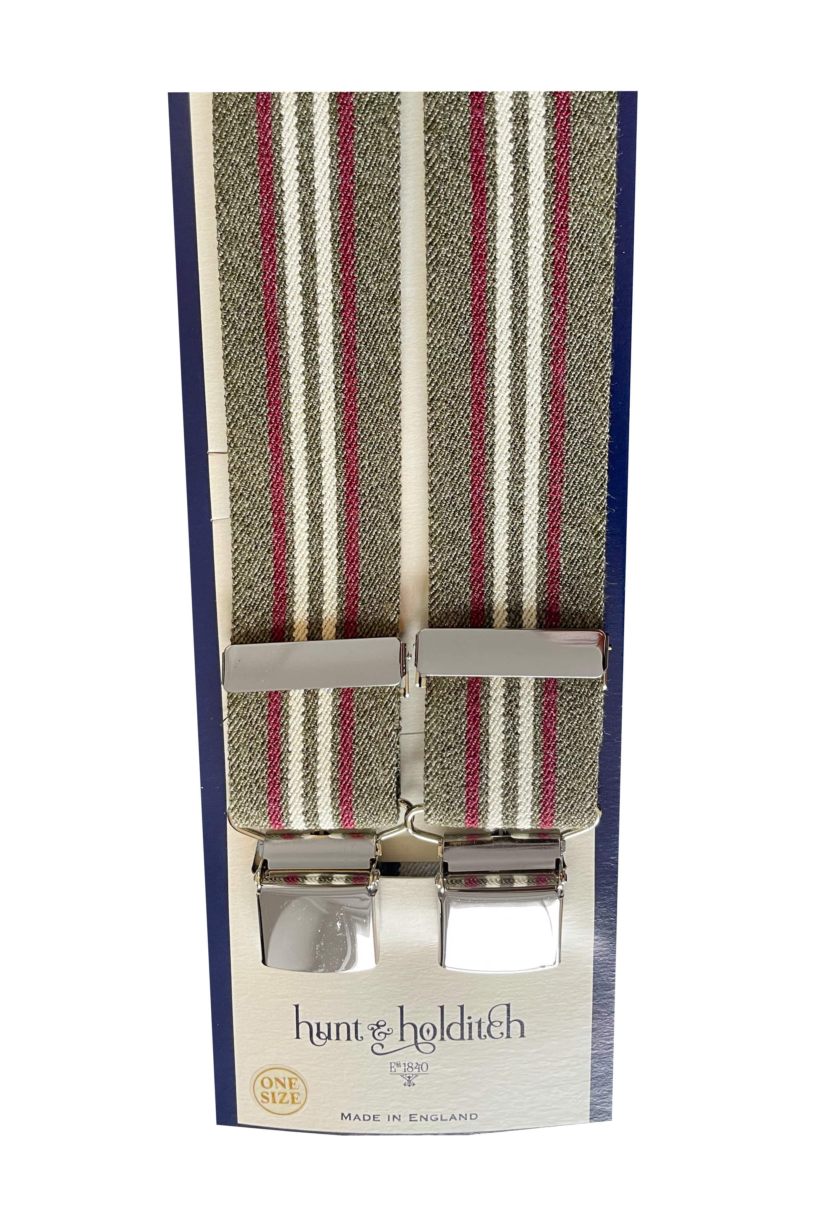 Stripe 35mm Clip Braces - Green/Maroon