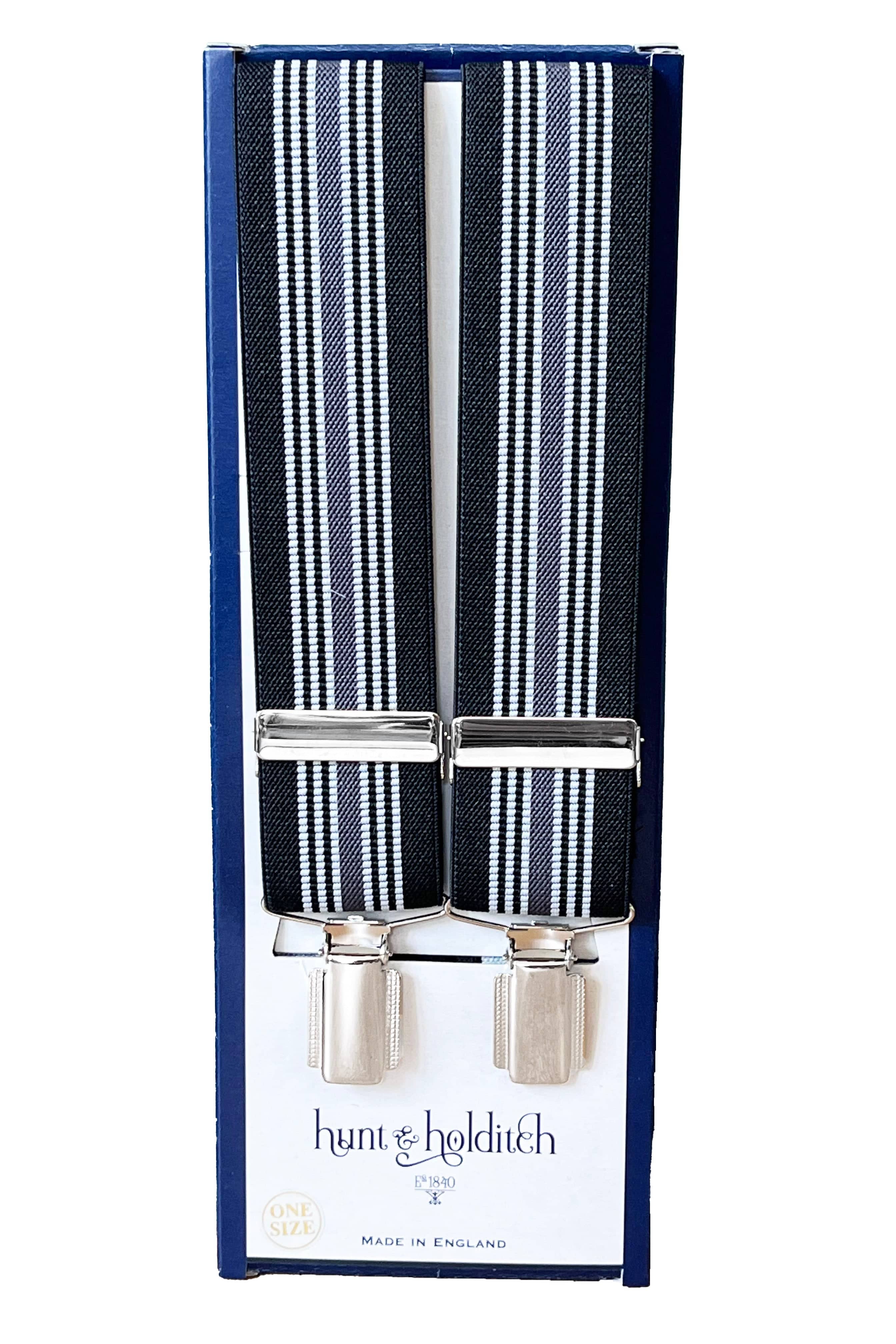 Stripe Detail 35mm Braces - Black/Grey
