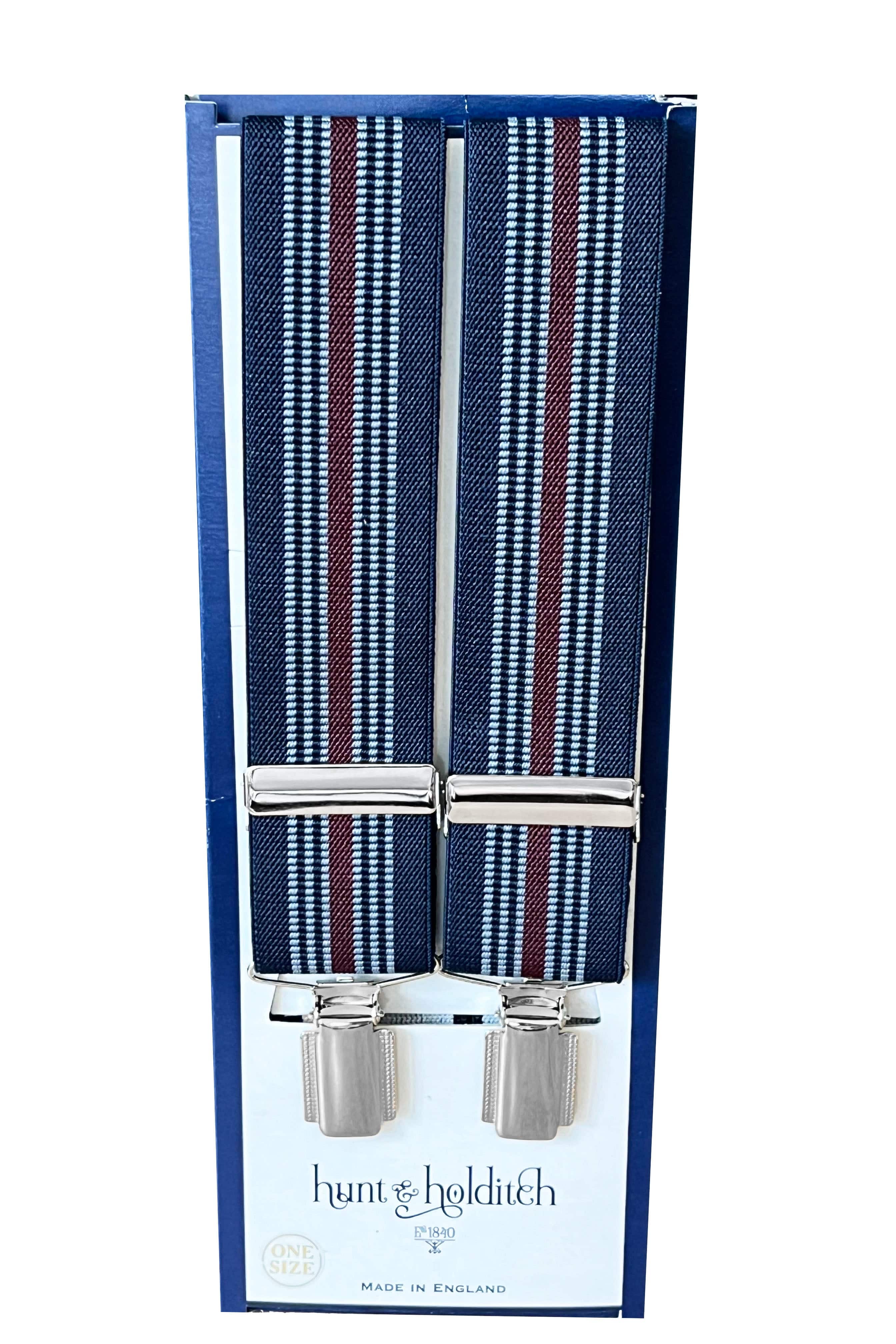 Stripe Detail 35mm Braces - Navy/Maroon