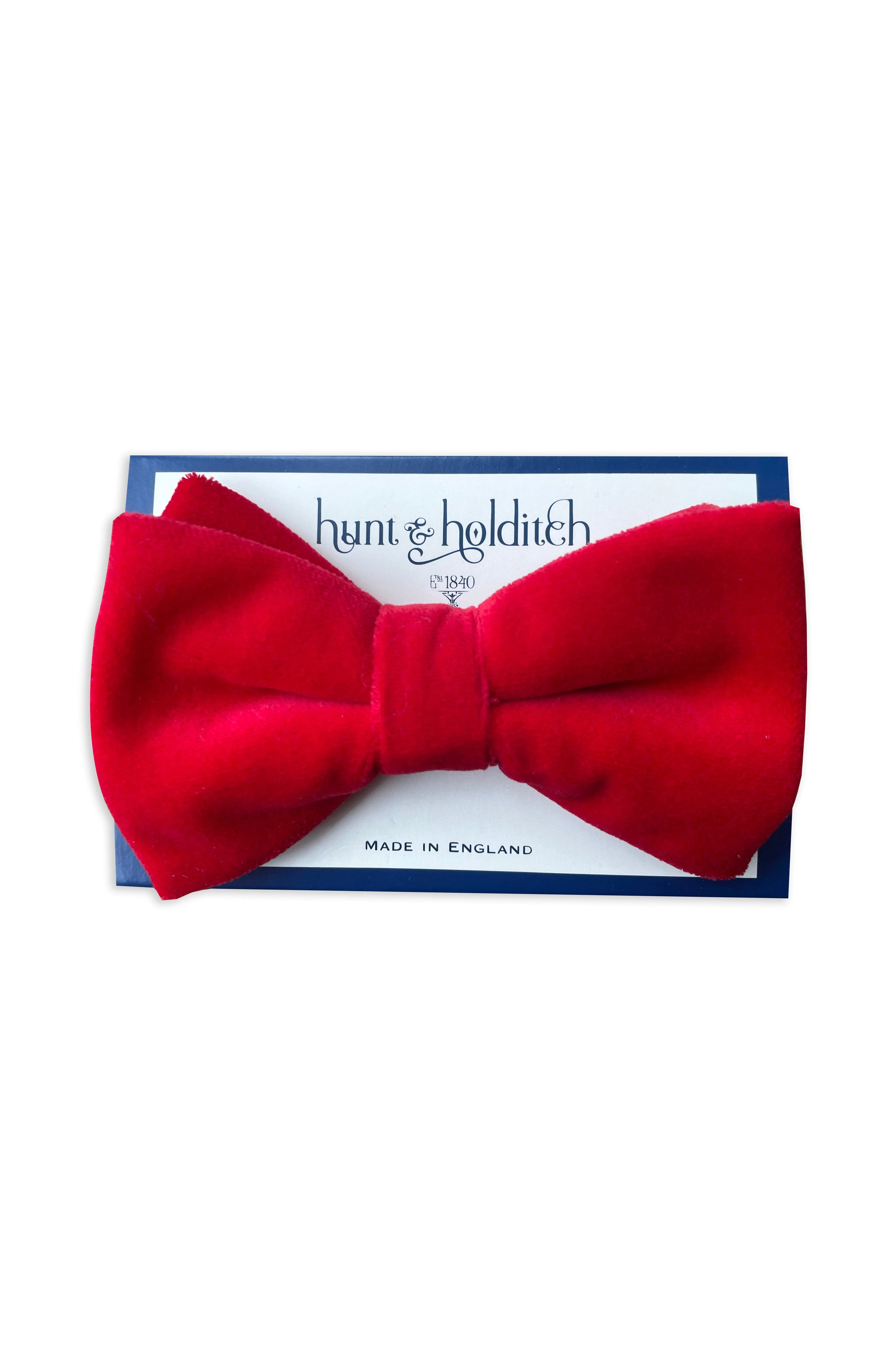 Velvet Self Tied Bow Tie - Red
