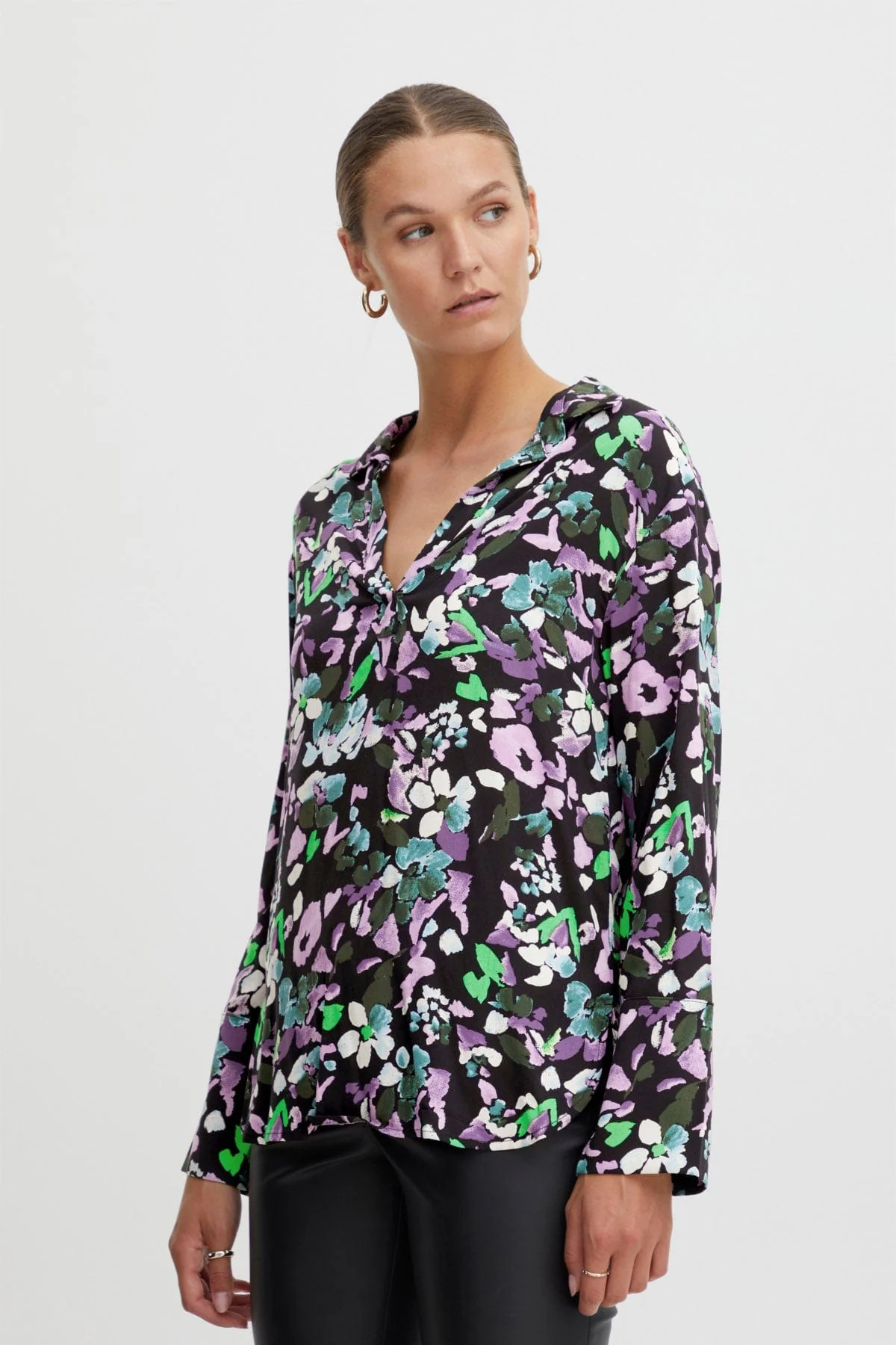 Vera Long Sleeve Woven Shirt - Multi Flower - Image 3