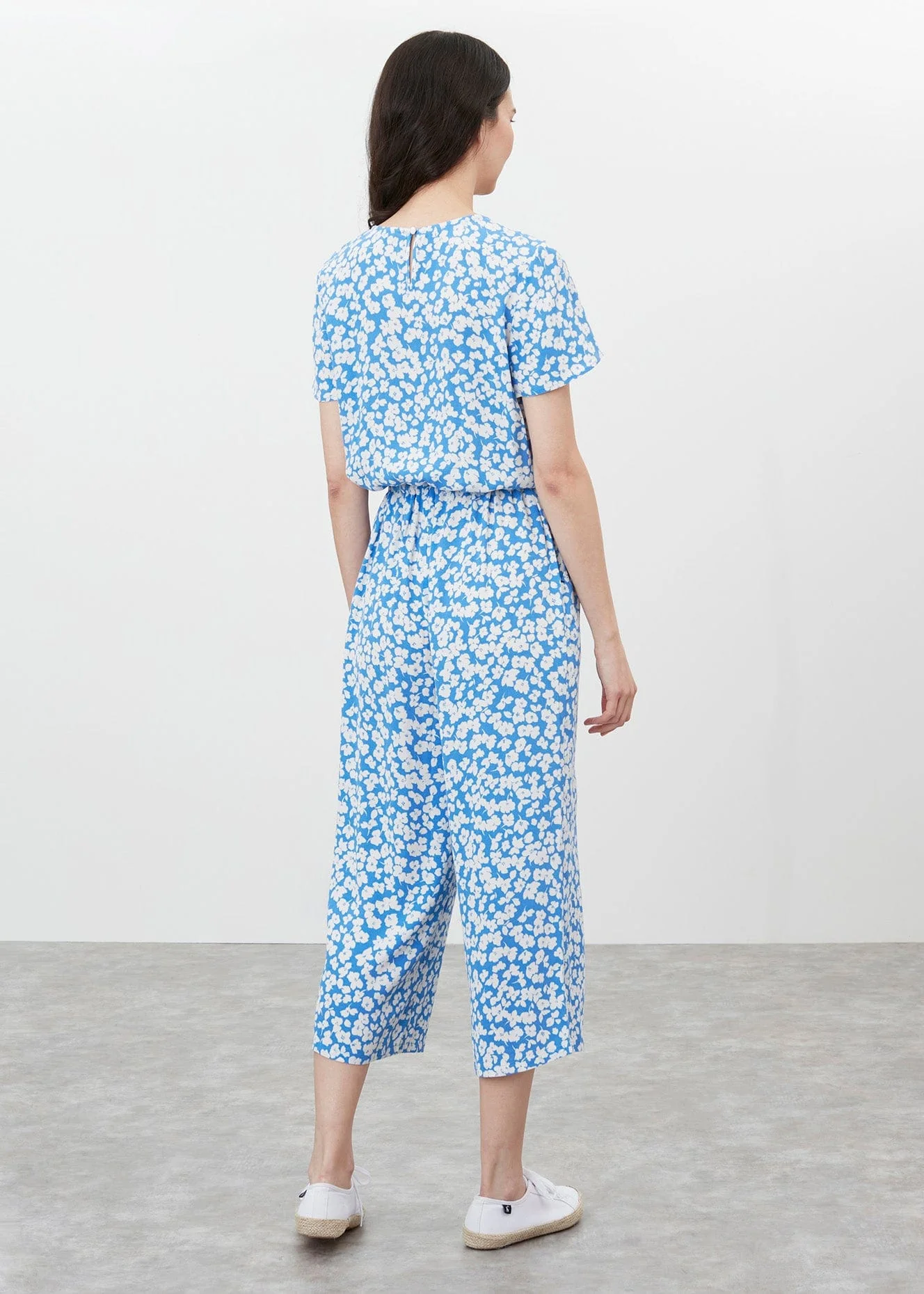 Celine Wrap Culotte Jumpsuit - Blue Floral - Image 7