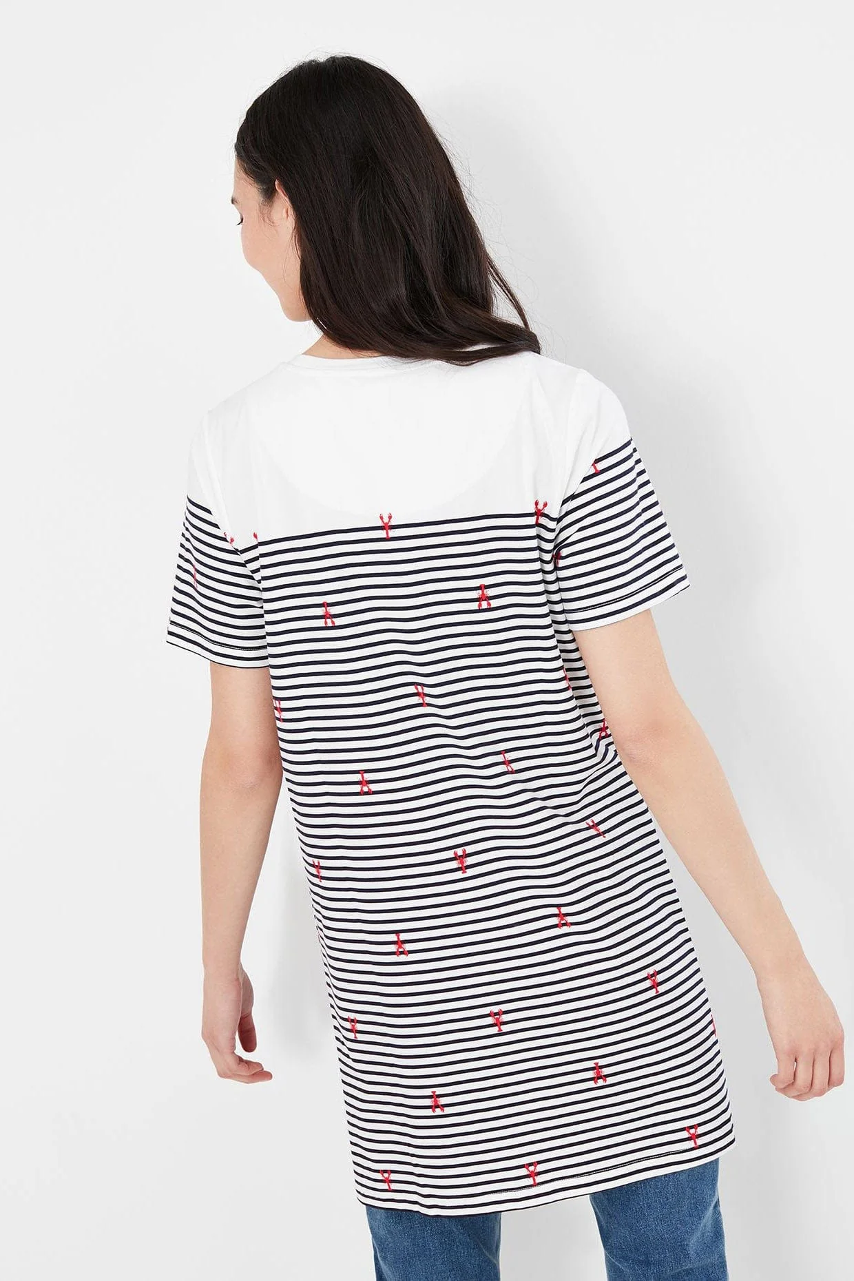 Hattie A Line Tunic - Navy Stripe Lobster - Image 3