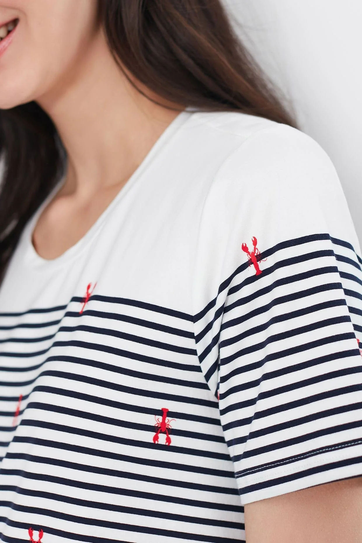 Hattie A Line Tunic - Navy Stripe Lobster - Image 4