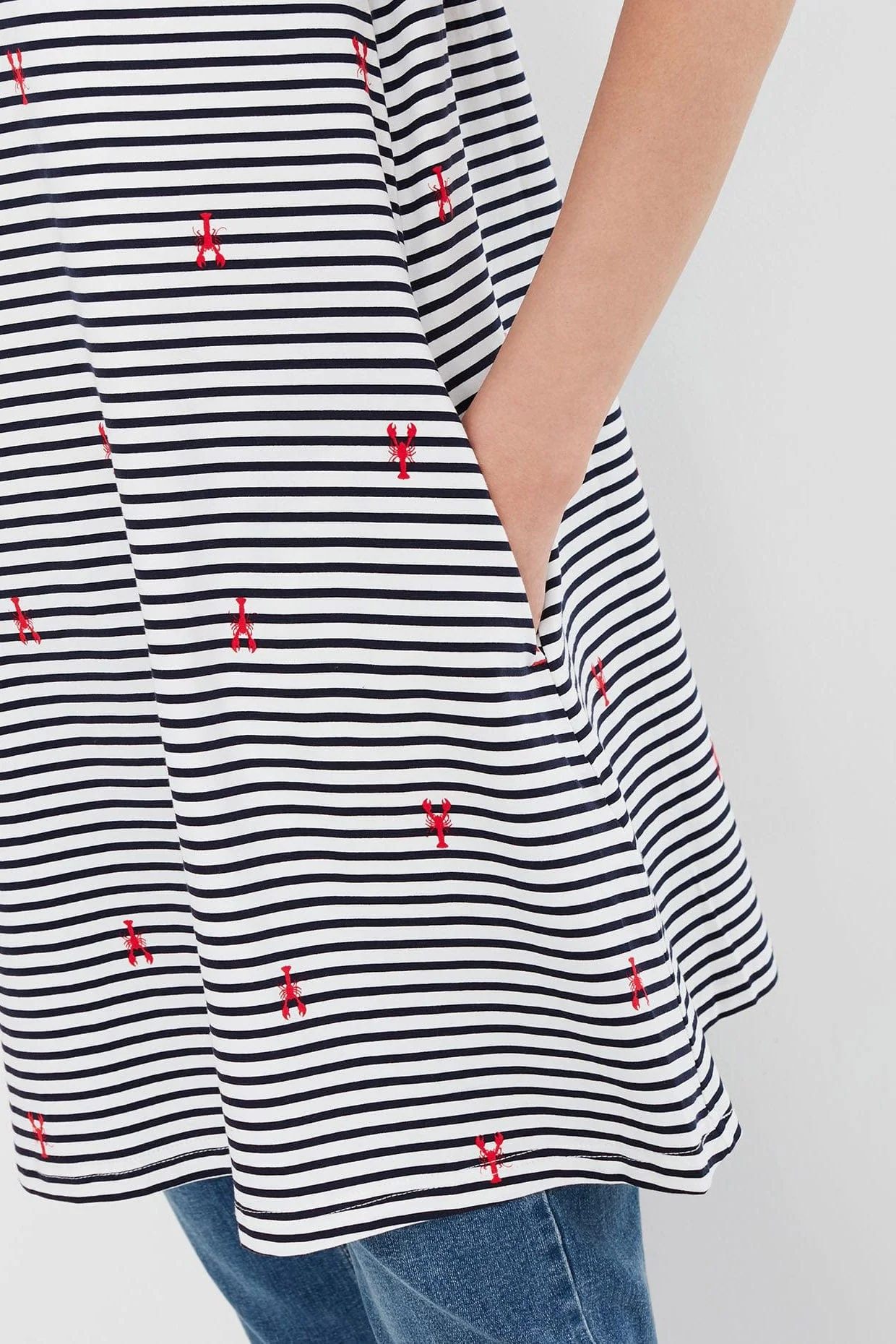 Hattie A Line Tunic - Navy Stripe Lobster - Image 5