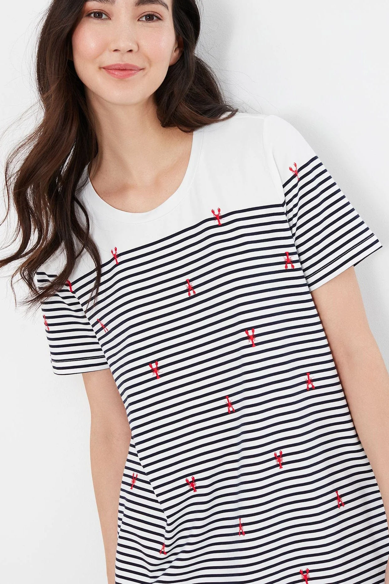 Hattie A Line Tunic - Navy Stripe Lobster - Image 6