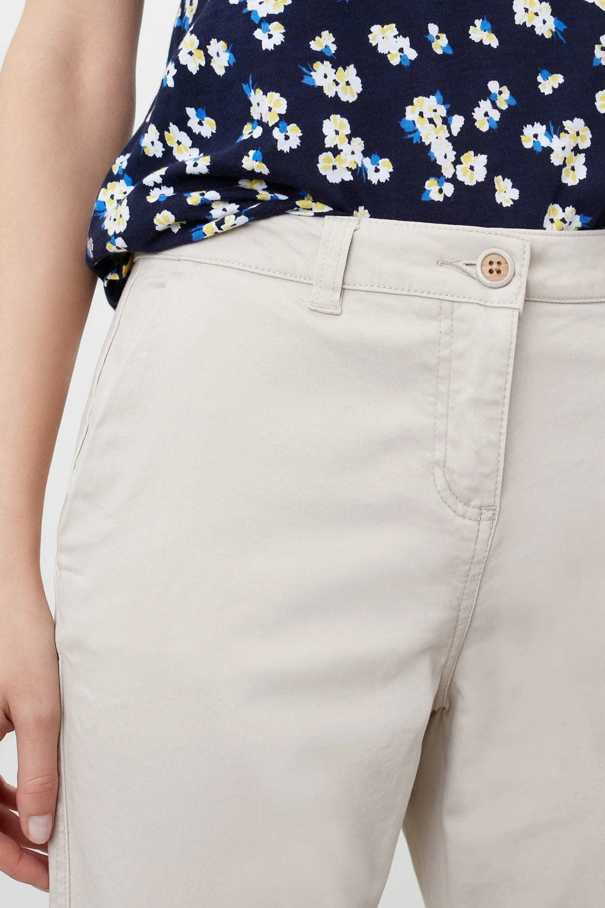 Hesford Cropped Chinos - Ivory - Image 3