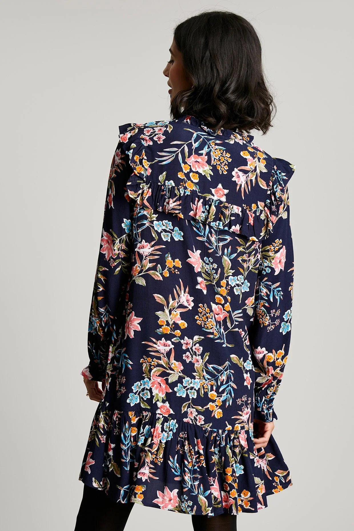 Ruby Keyhole Frill Tiered Tunic - Navy Peak Floral - Image 5