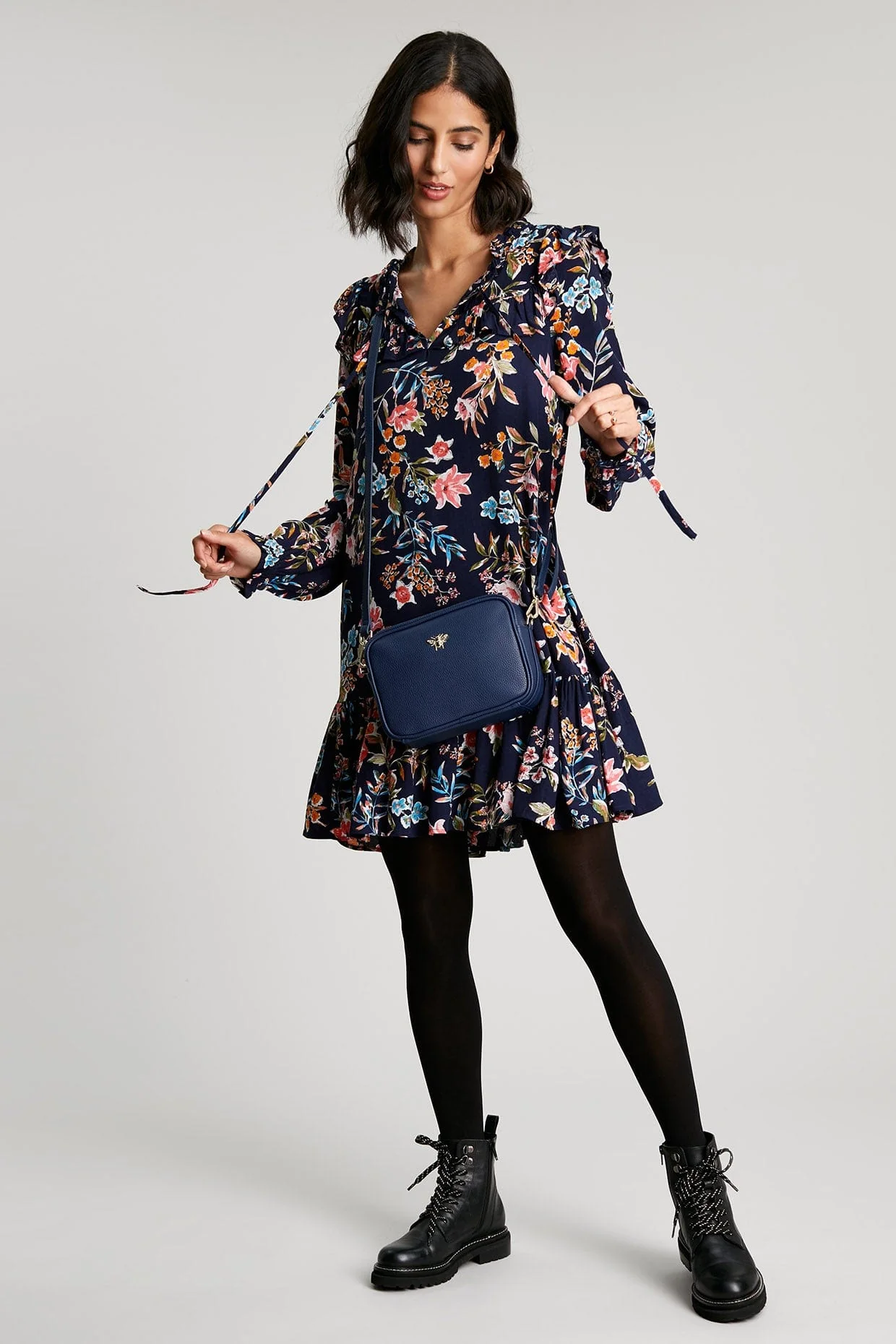 Ruby Keyhole Frill Tiered Tunic - Navy Peak Floral - Image 6