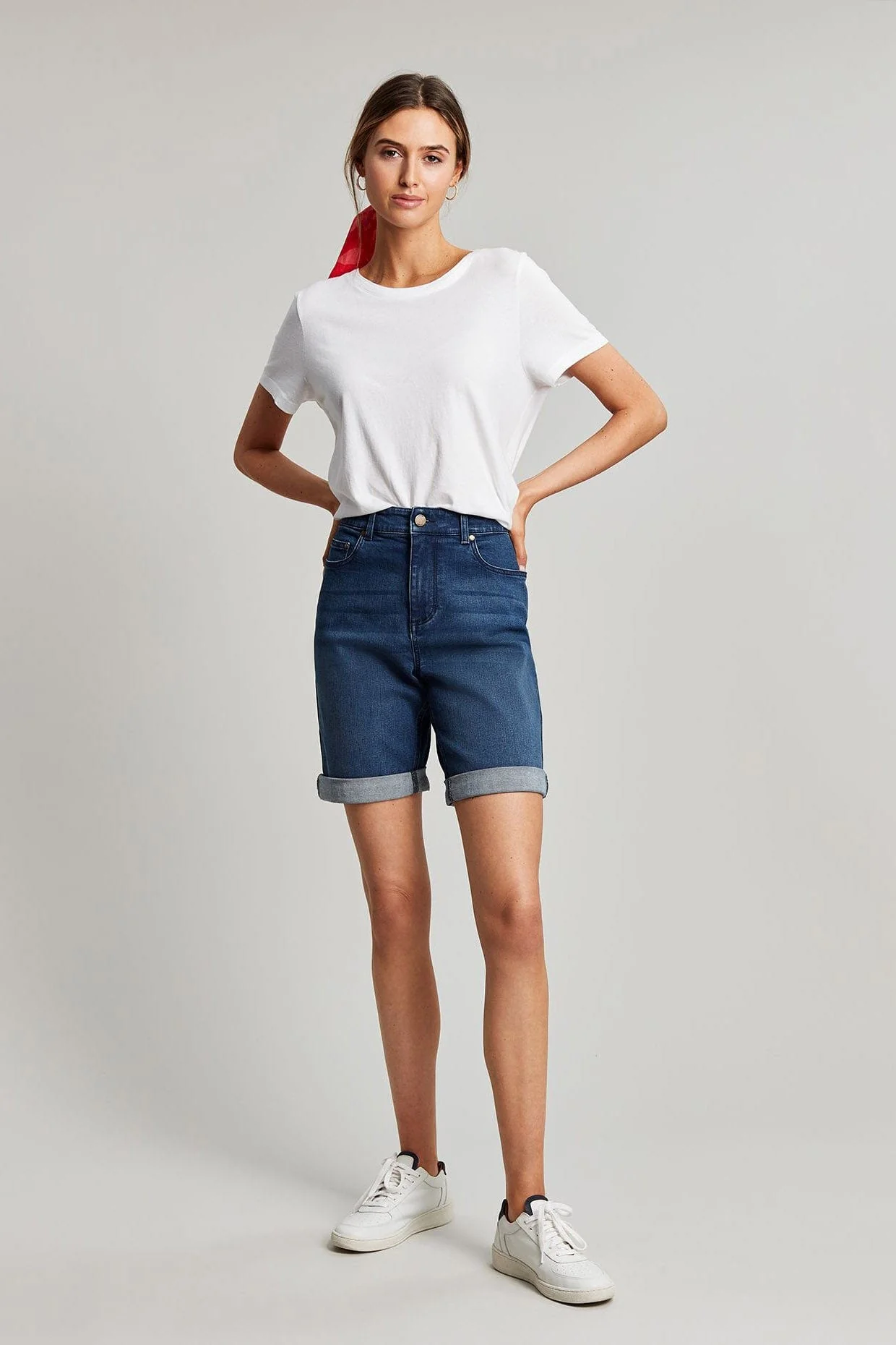 Shirley Long Denim Short - Mid Indigo - Image 5