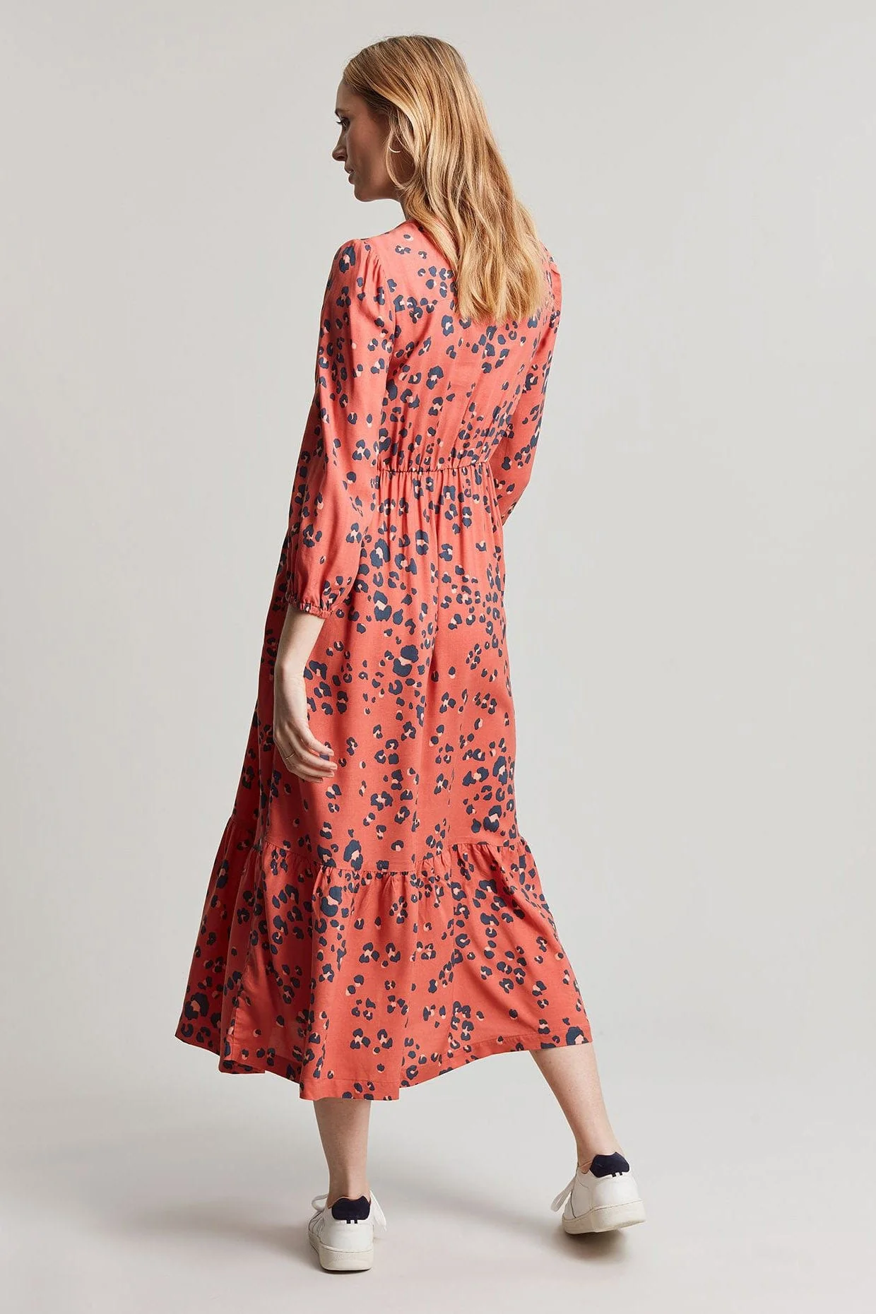 Sienna V Neck Tier Dress - Red Leopard - Image 7