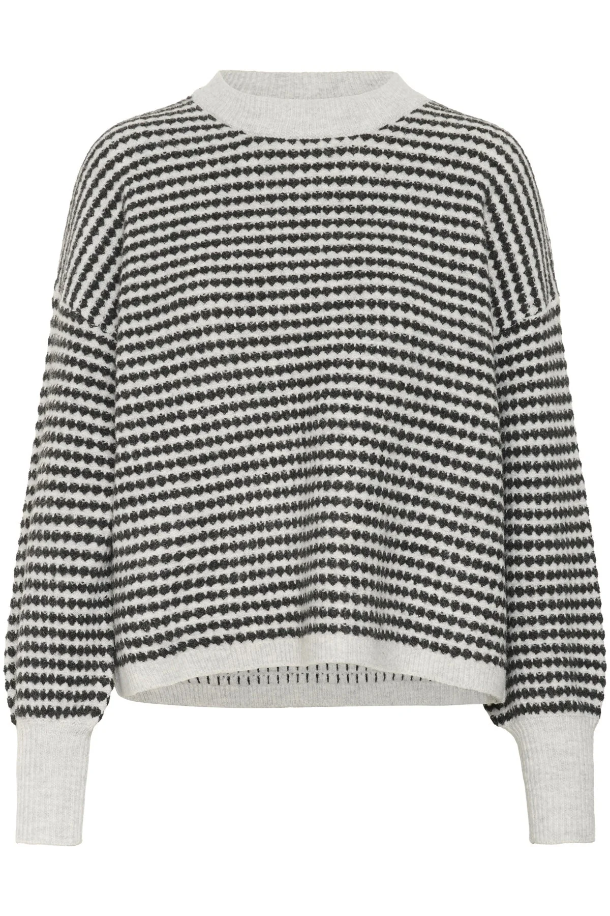 Ellery Textured Knit Jumper - Light Grey Melange/Black