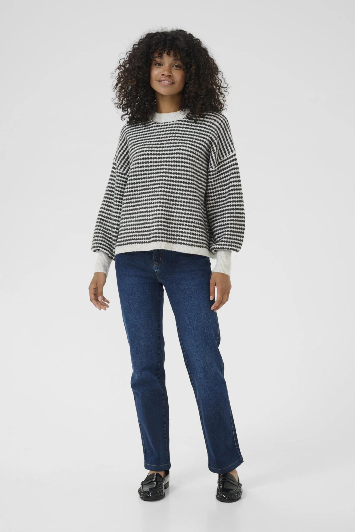 Ellery Textured Knit Jumper - Light Grey Melange/Black - Image 4