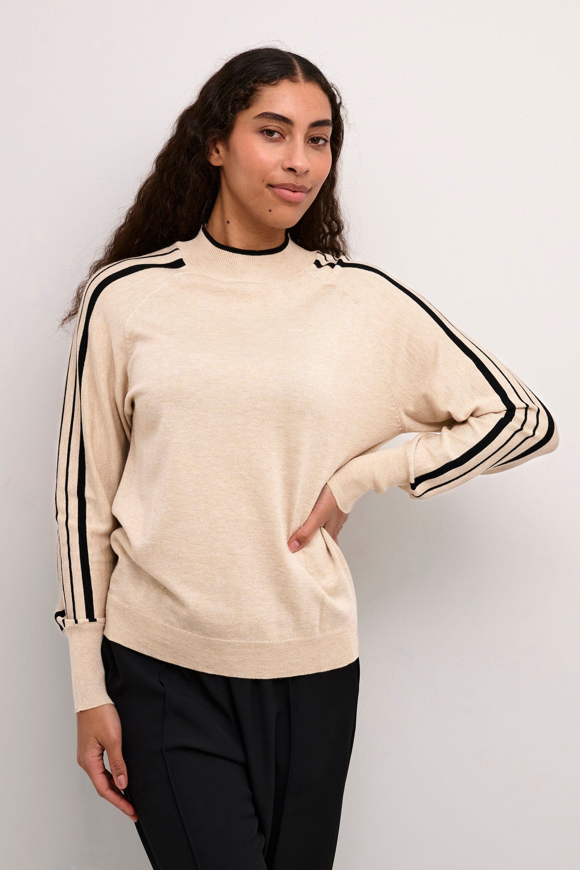 Henriette High Neck Jumper - Feather Gray Melange - Image 2