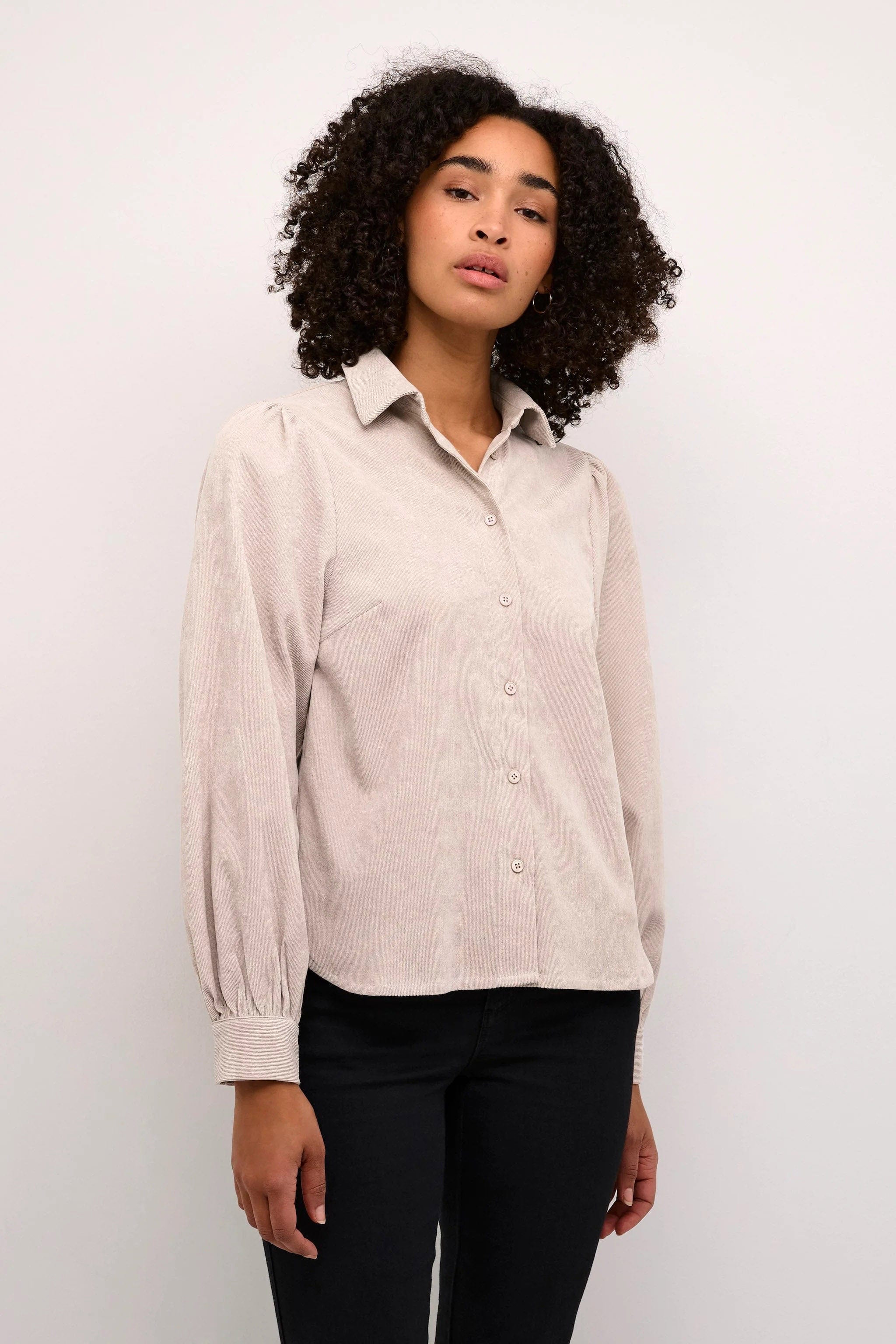 Hermine Micro Needlecord Shirt - Feather Grey - Image 2