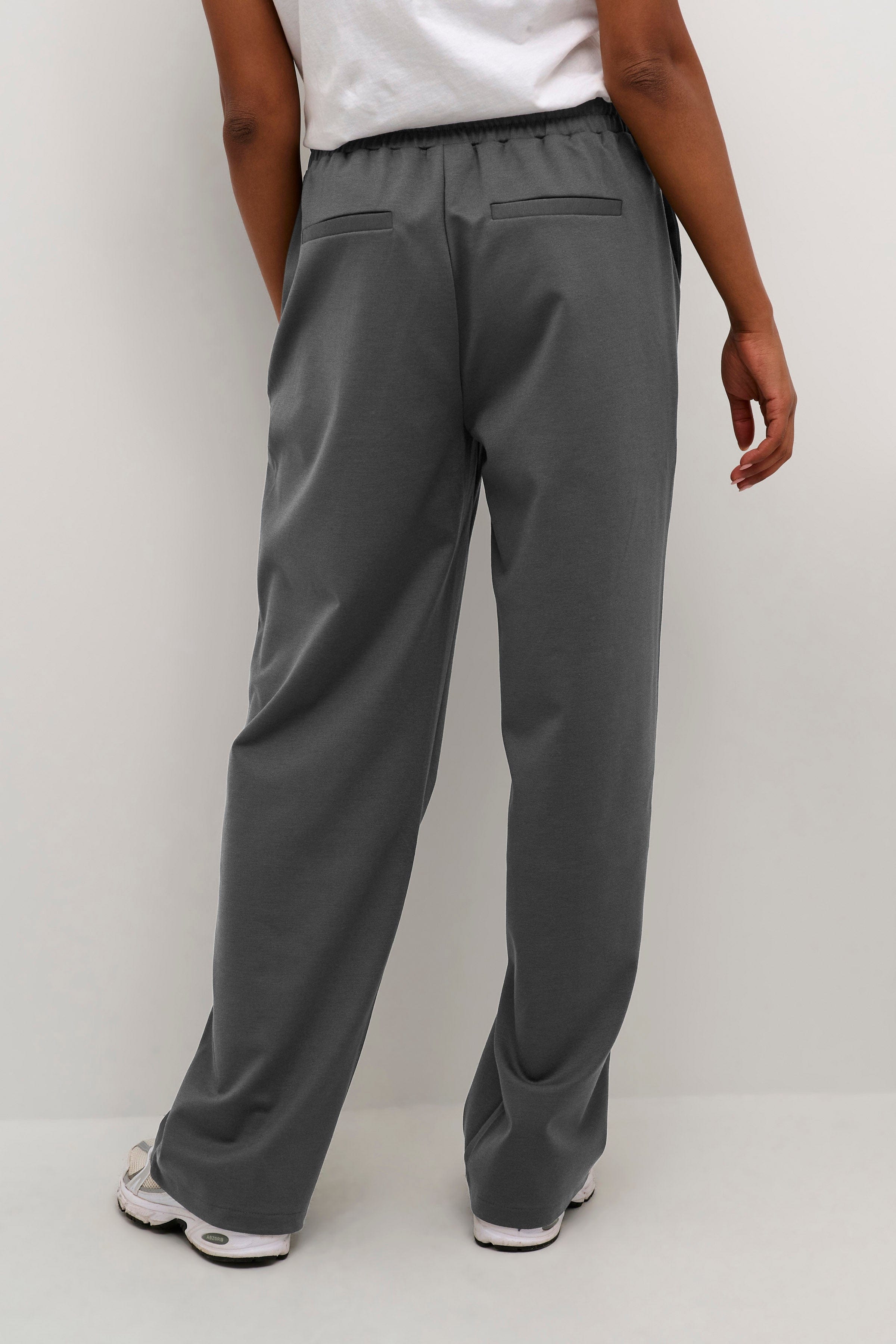 Jenny Wide Leg Jersey Trousers - Black Oyster - Image 5