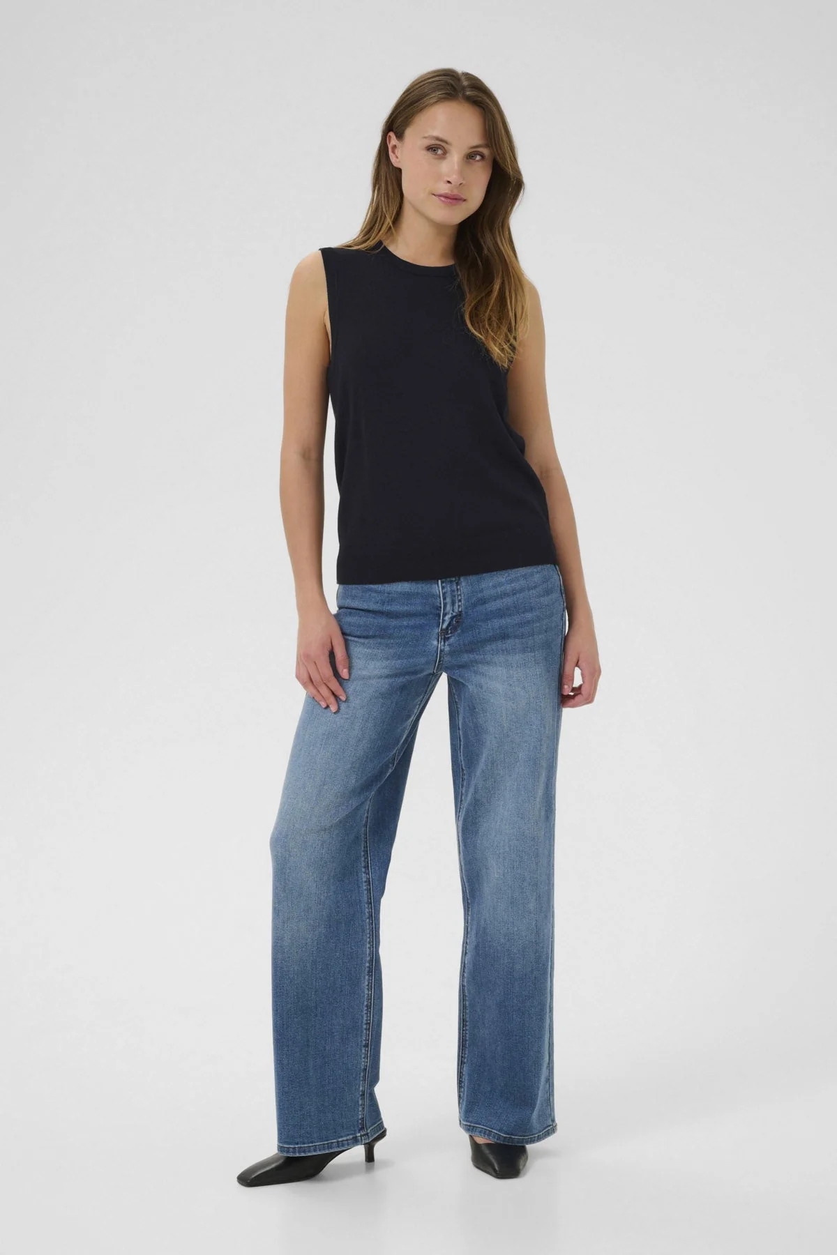 Lizza Knit Sleeveless Knit Jumper - Black Deep - Image 3