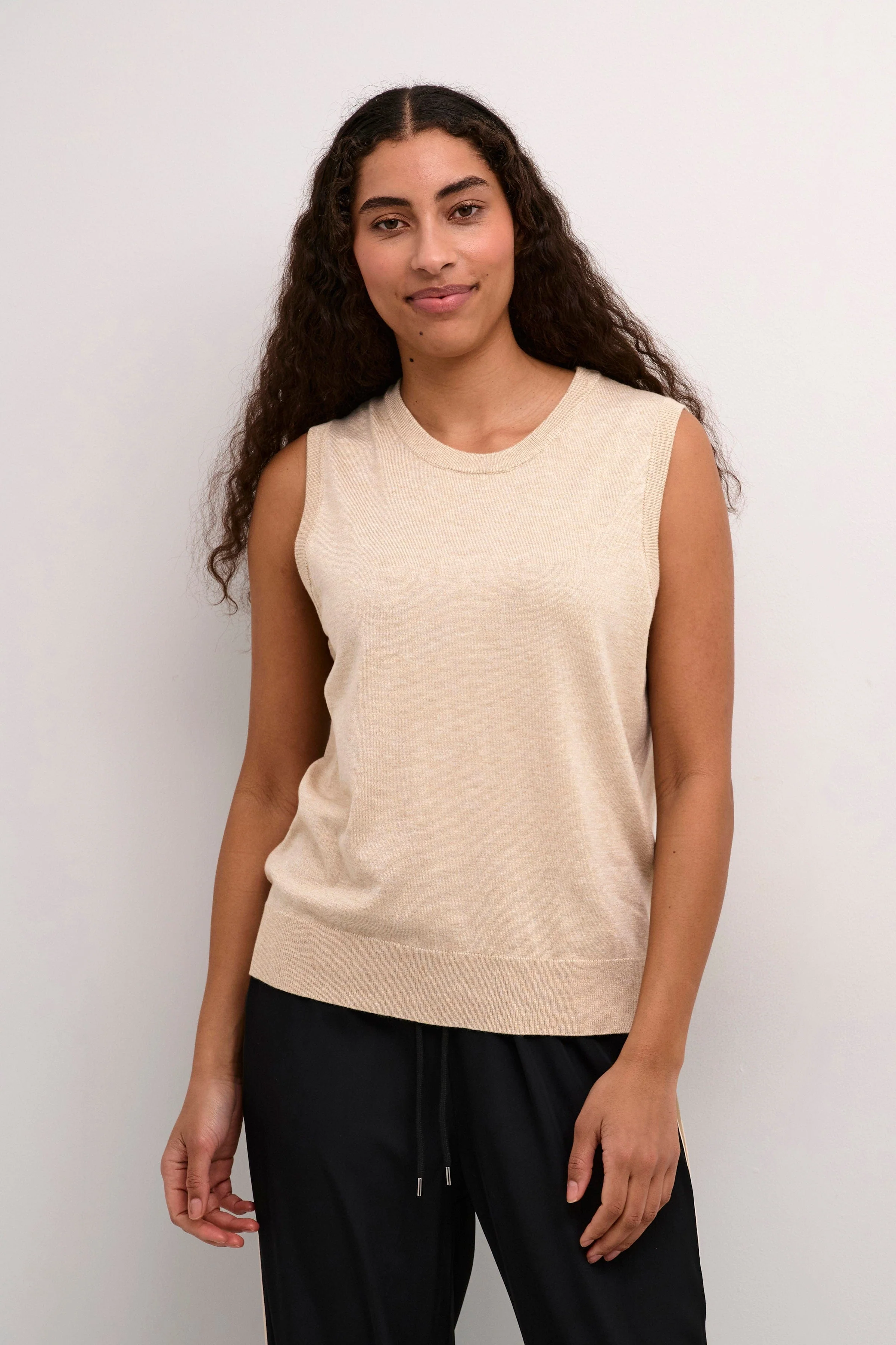 Lizza Sleeveless Knit Top - Feather Gray Melange - Image 3