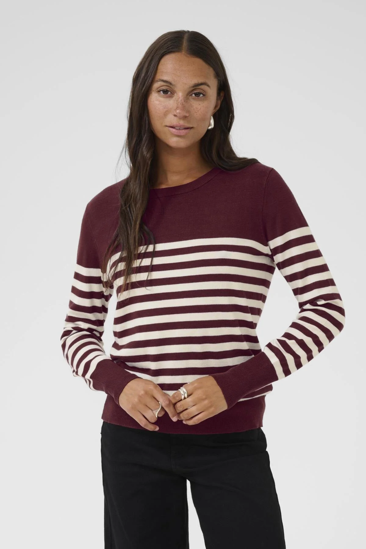 Lizza Striped Knit Jumper - Windsor Wine/Turtledove - Image 3