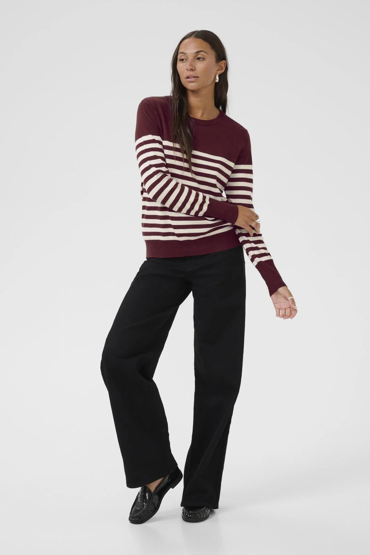 Lizza Striped Knit Jumper - Windsor Wine/Turtledove - Image 4