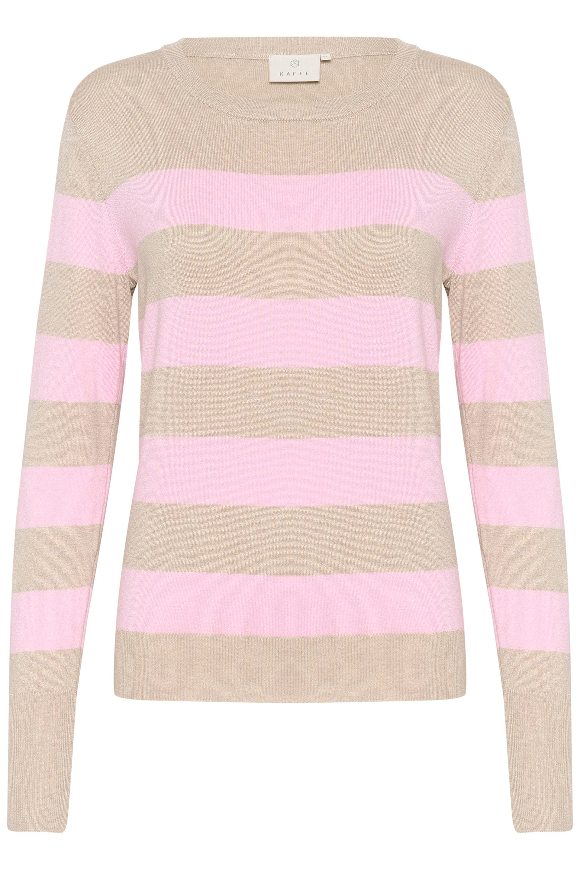 Lizza Striped Knit Lightweight Jumper- Feather Gray/Mesarose Stripe