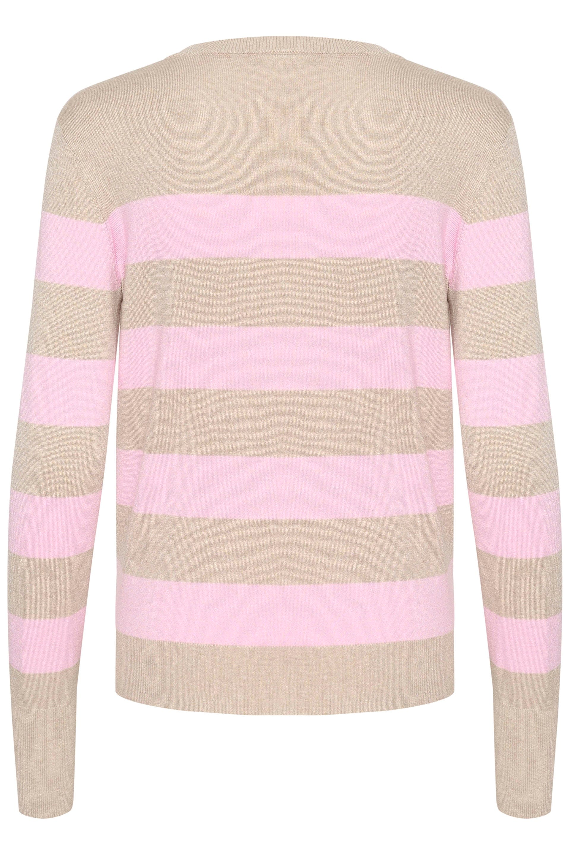 Lizza Striped Knit Lightweight Jumper- Feather Gray/Mesarose Stripe - Image 6