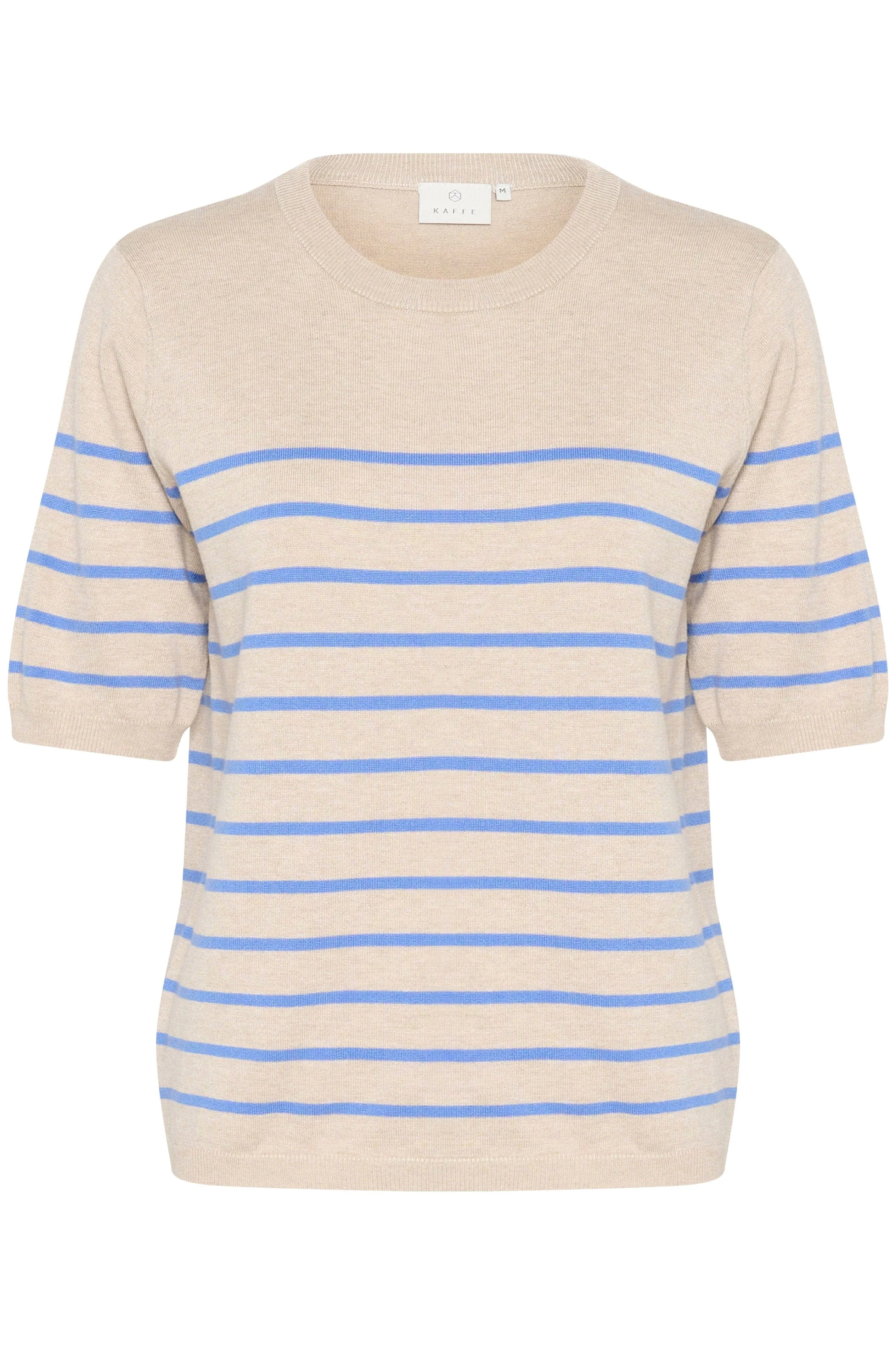 Lizza Striped Short Sleeve Knit Jumper - Feather Gray Melange/Blue
